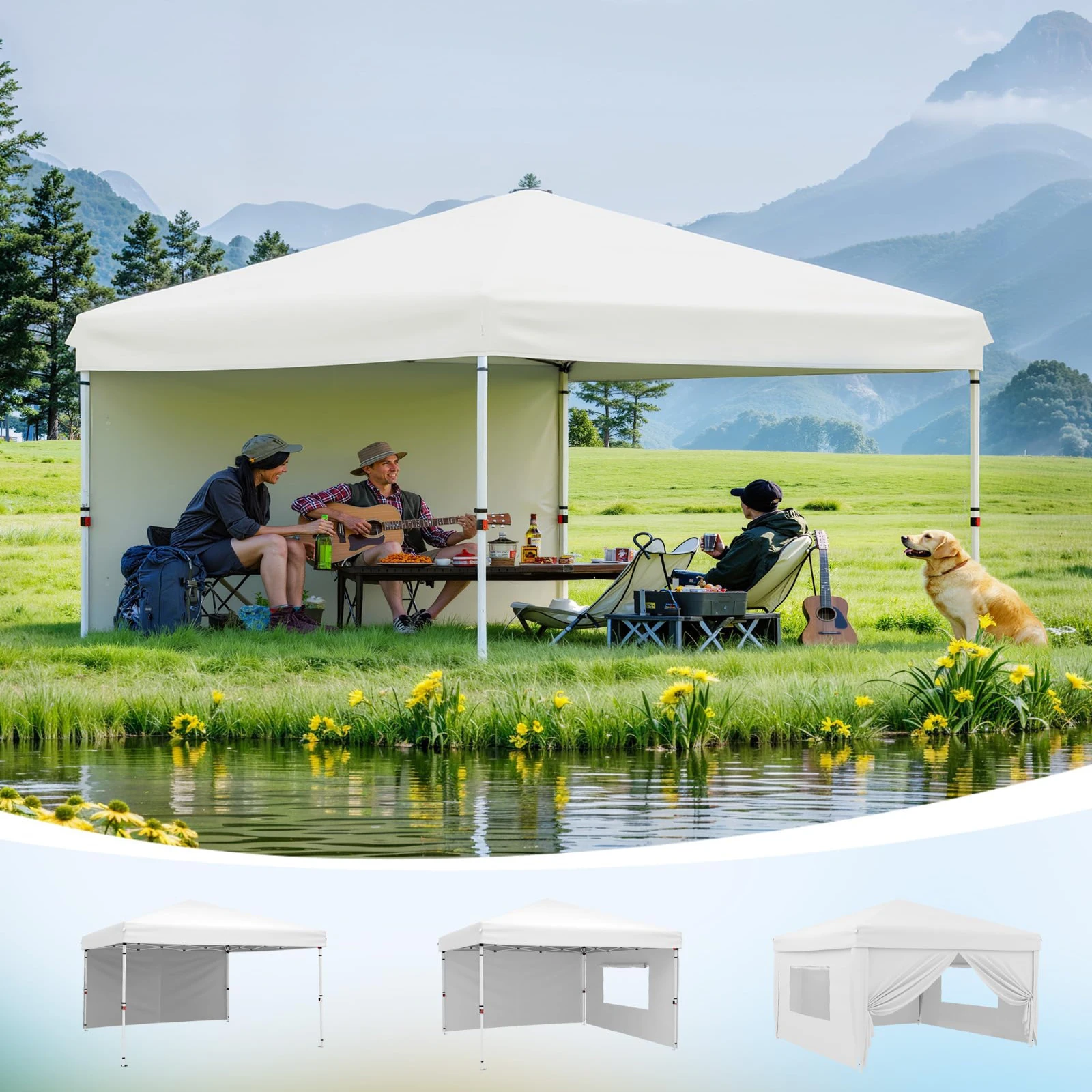 

Waterproof 4-Piece White Sidewalls for 10x10 Pop Up Canopy – 99% UV Protection, Easy Setup SunWall Panels for Outdoor Patio and Garden Use – White