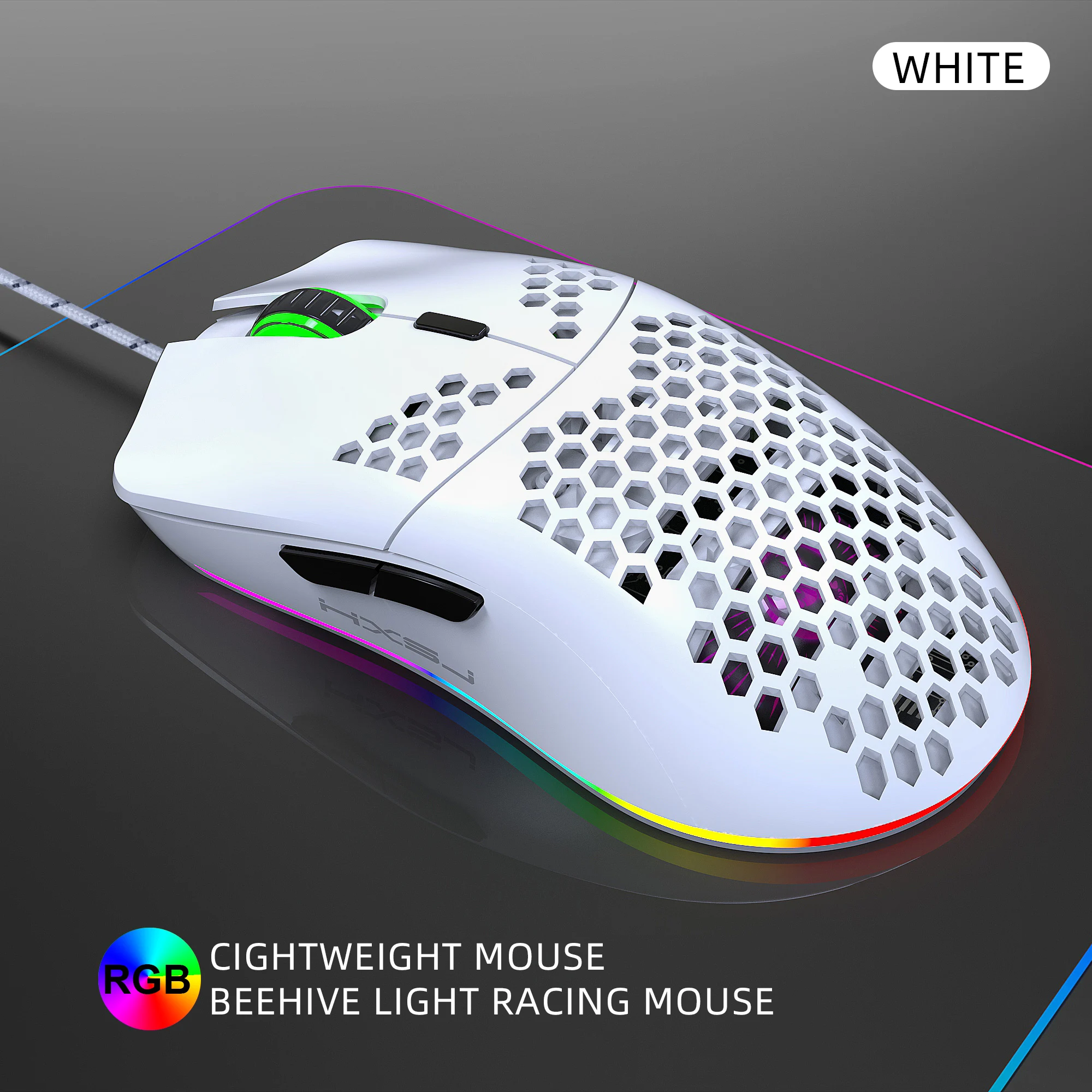 Hot sale HXSJ J900 Gaming Mice RGB Luminous lightweight Macro Programming Hollow Ergonomics Wired mouse for Laptop game Office