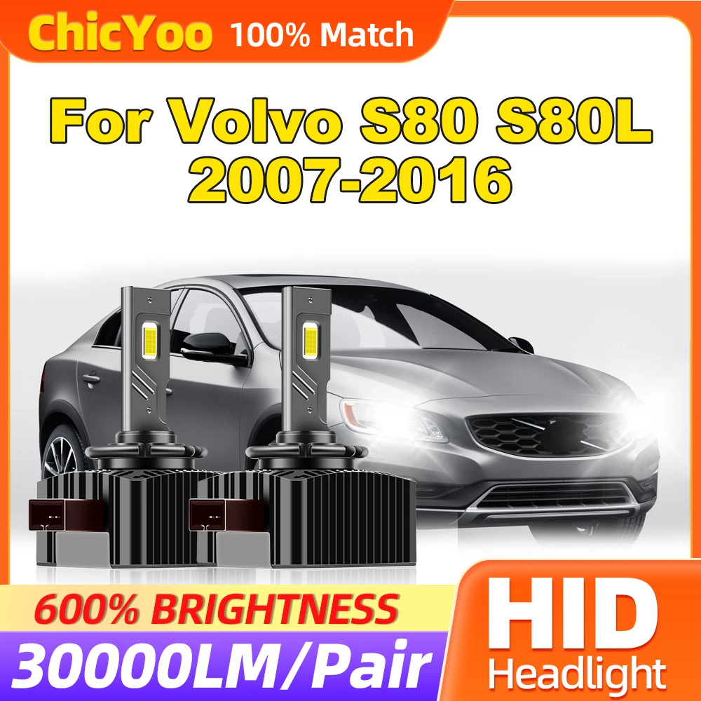 

120W Turbo Auto Headlamp Bulbs 30000LM Xenon Lights 6000K White Car Headlights For Volvo S80 S80L 2007-2012 2013 2014 2015 2016