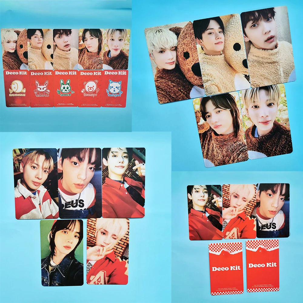 5Pcs/Set KPOP YeonJun BeomGyu DECO KIT Photo Cards Double-Sided LOMO Cards SooBin TaeHyun Bear Costume Fans Collections C66