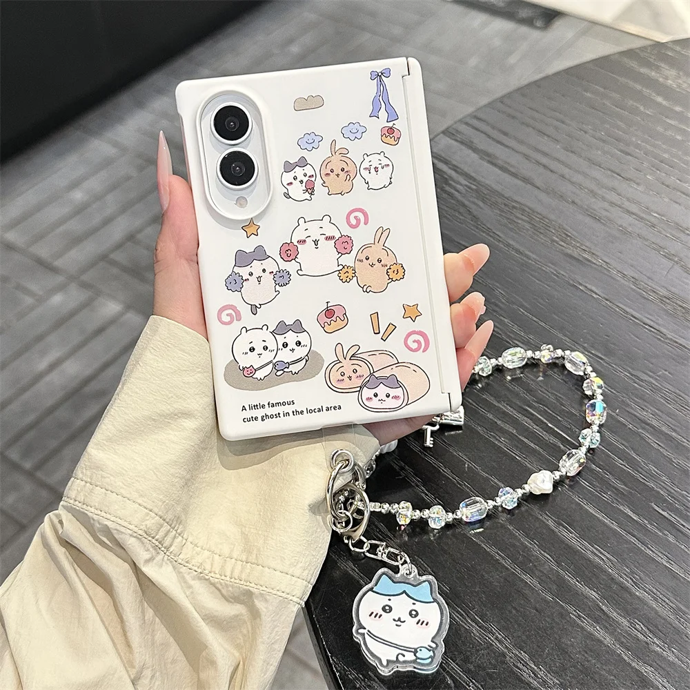 Urocze etui na telefon z motywem misia dla Samsung Galaxy Z Fold 8 z funkcją Magsafe, 3D stojakiem, łańcuszkiem, koreański styl, odporne na wstrząsy. — zdjęcie produktu 4