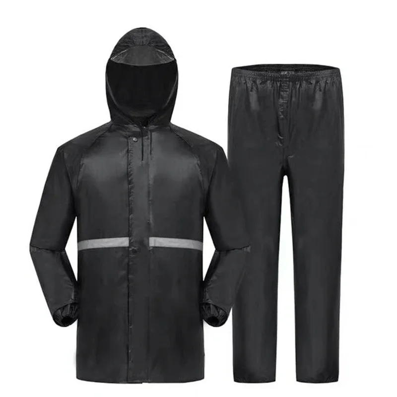 Manteau et pantalon à capuche imbibés de pluie pour femmes et hommes, vêtements de pluie imperméables d'extérieur avec bande de coulée, imperméable d'équitation de moto, 2 pièces