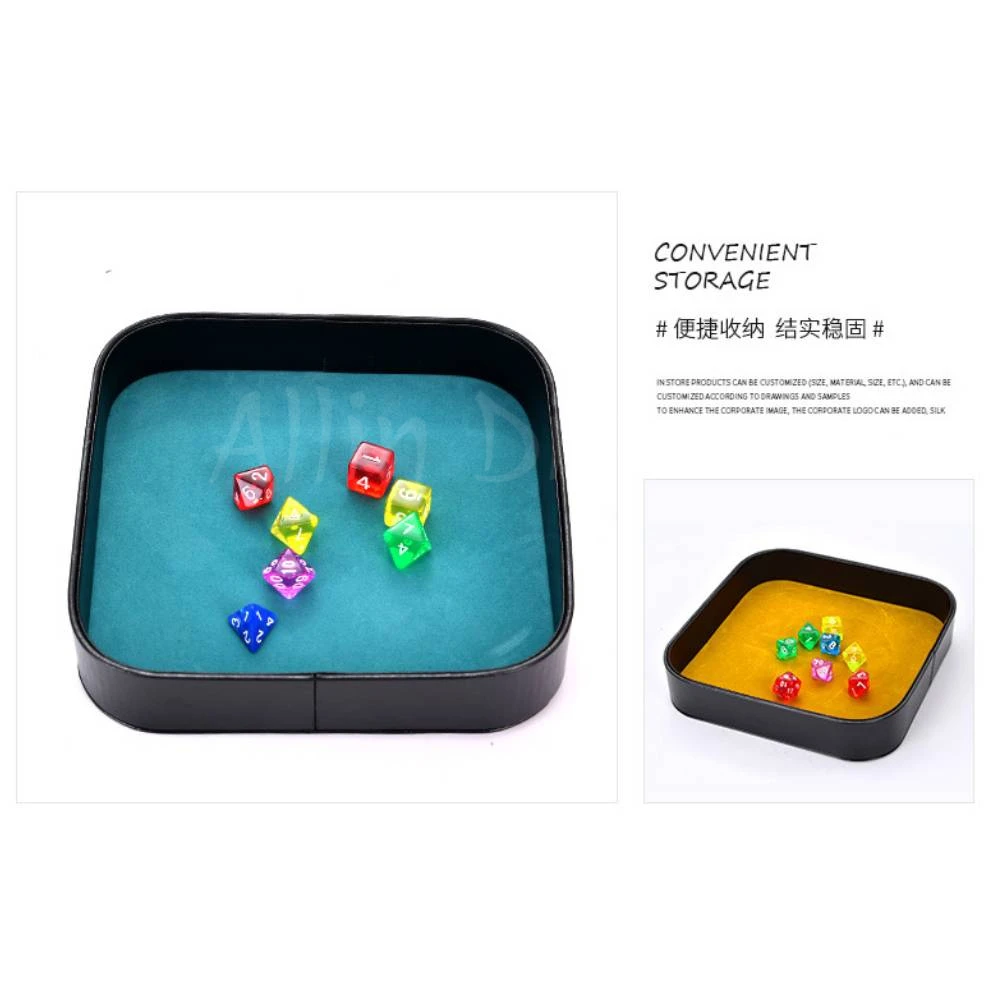 

Лоток для игральных костей из искусственной кожи DND Лоток для игральных костей Смола Лоток для кубиков Коробка-держатель для хранения игральных костей, монет. ключи и т. д.