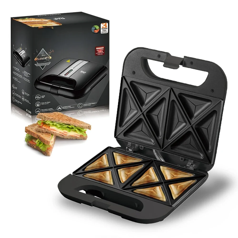 Machine à Sandwich électrique Panini, Machine à fromage grillé, thon fondu, omelette, Surface de cuisson antiadhésive, moule à Sandwich pour petit déjeuner à 8 tranches