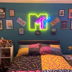 MTV Music Acrylic Neon Signs MTV LED Neon Light Wall Decoration Music Neon Sign Gaming Room