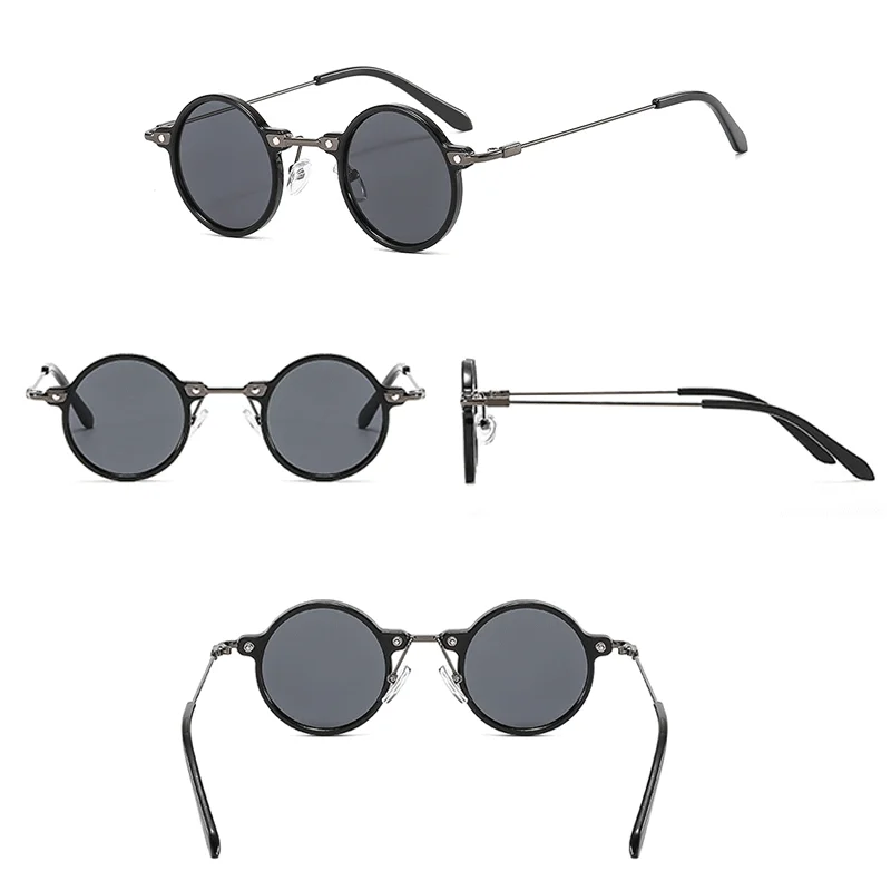 New Small Round Sunglasses Men Women Retro Steam Punk Glasses Gradient Clear Lens Eyewear Vintage Driving Shades Ocean Color