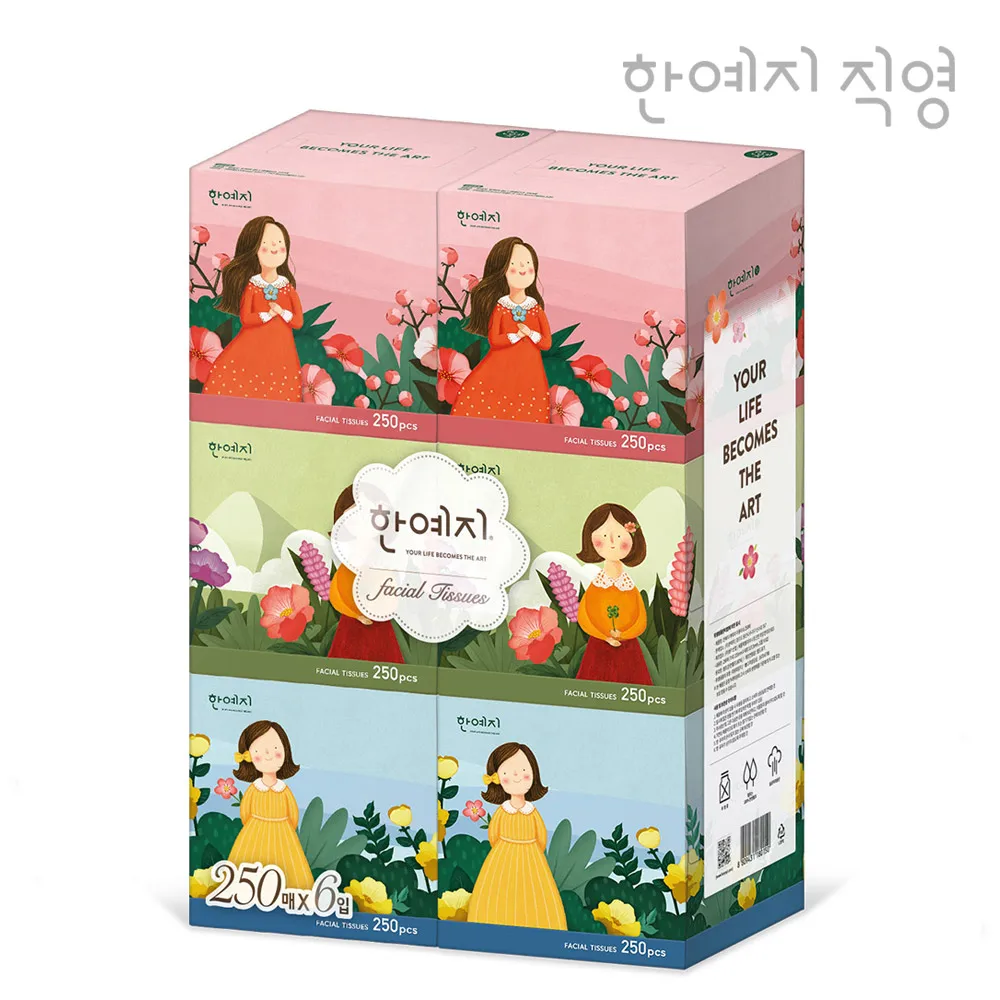 HANYEJI Character Mini Natural Pulp Beauty Tissues 250 sheets 6 packs HANYEJI Toilet Paper tissue