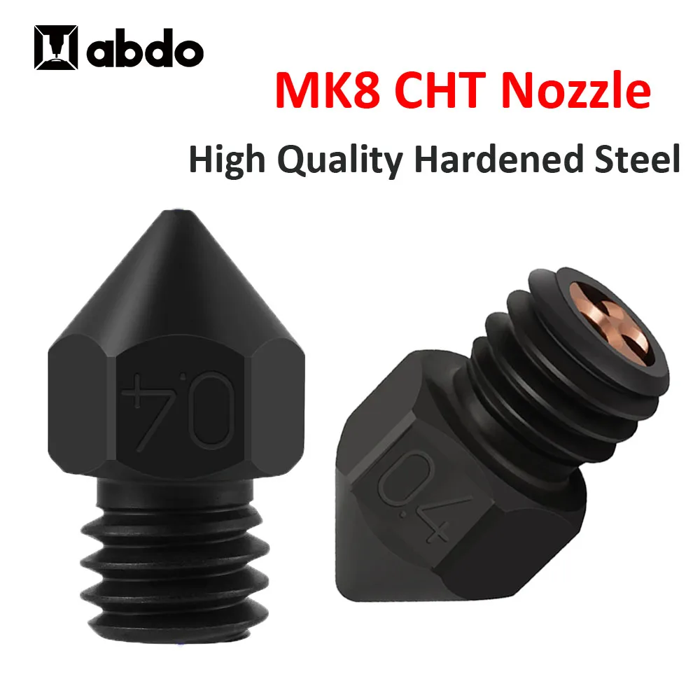 

MK8 CHT Nozzle Upgrade Hardend Steel 0.2/0.4/0.6/0.8mm High Flow Clone CHT Nozzles for Ender 3 V2 Ender 5 CR10 3d printer parts