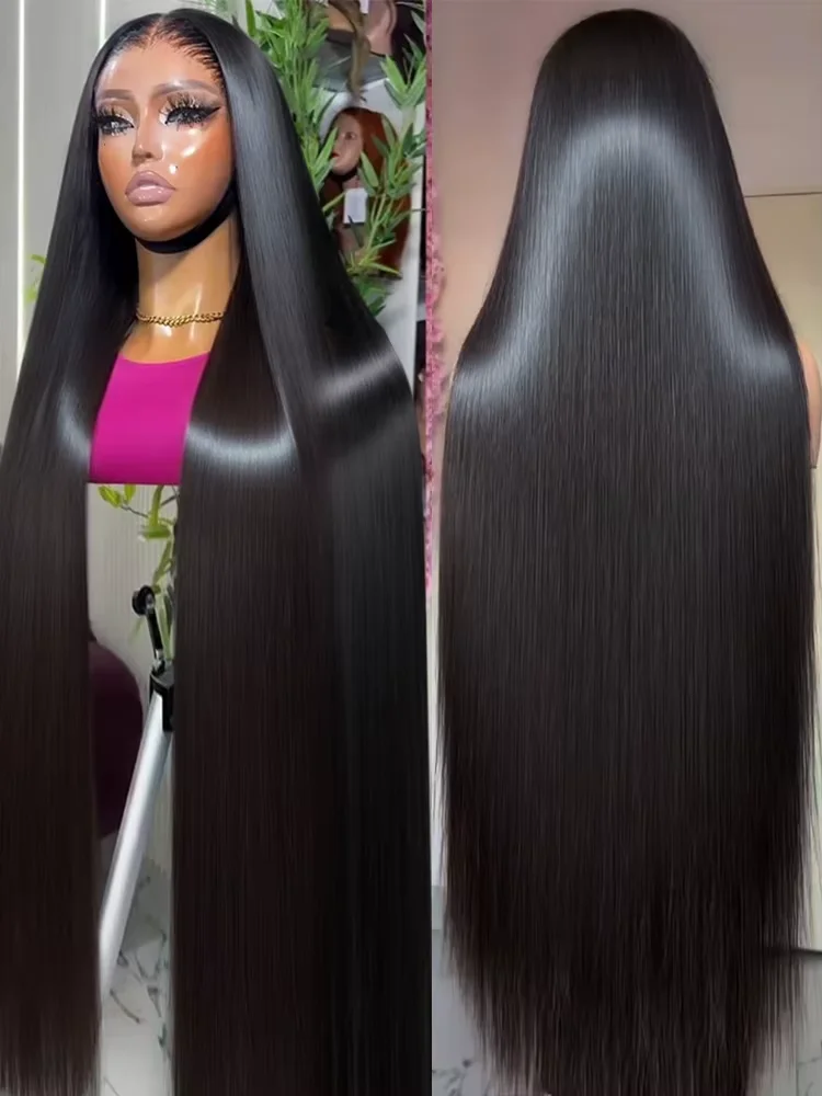 250 الكثافة العظام شعر طبيعي مفرود الباروكات 13x6 36 40 بوصة مستقيم الدانتيل الباروكة الأمامية 100% الدانتيل شعر مستعار أمامي شعر الإنسان للنساء #1