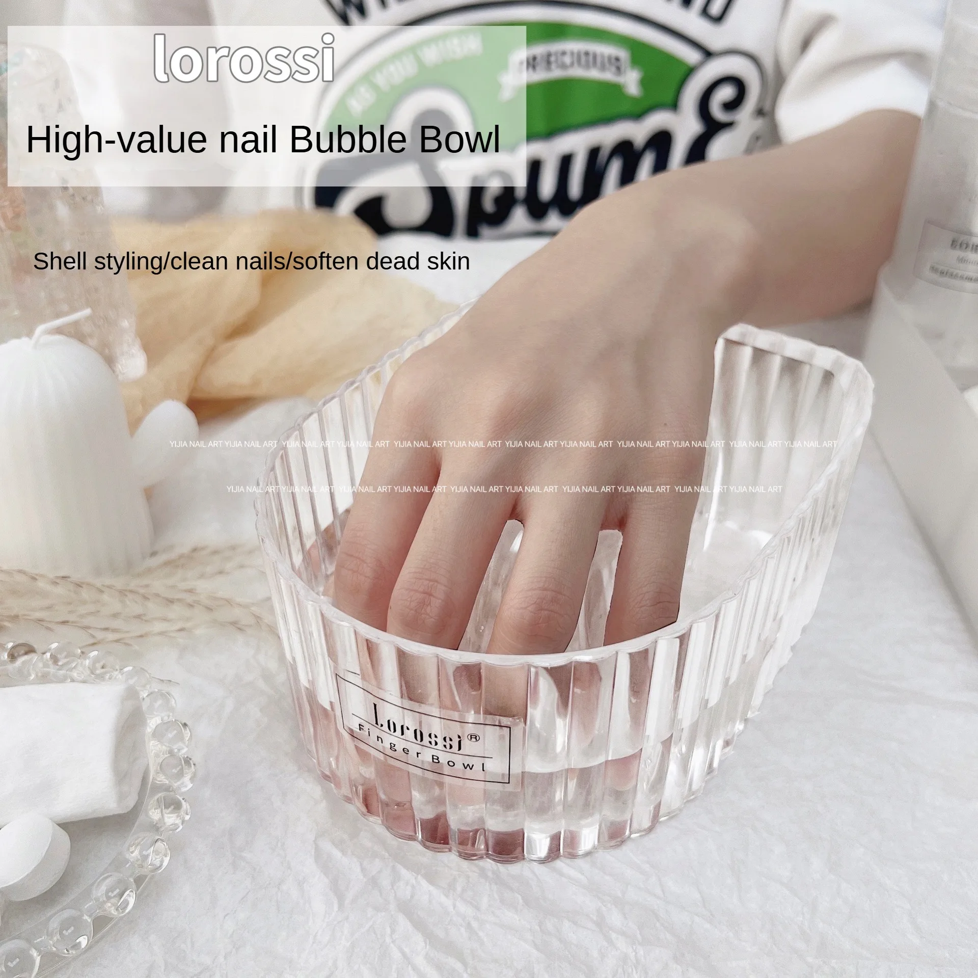 Tigela de imersão de unhas acrílico embeber fora gel polonês mergulho removedor de pó tigela de manicure para casa tigela para arte do prego mãos gel embeber fora