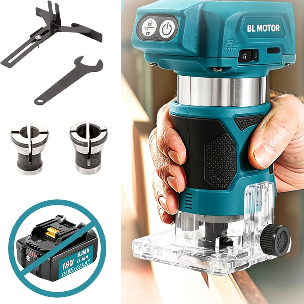 5 snelheden borstelloze elektrische handtrimmer draadloze houtfrees houtbewerking graveerfrees voor Makita 21V batterij