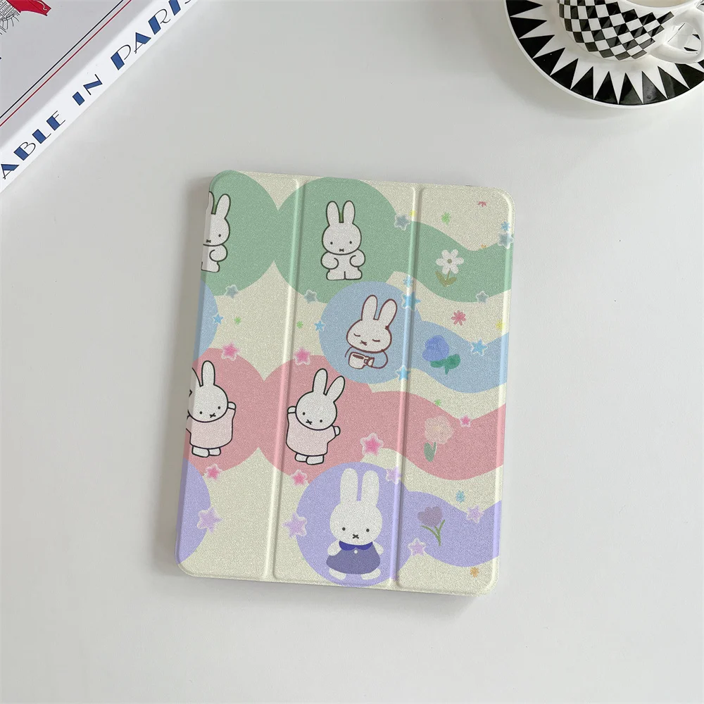 INS Cute Candy Star Flower Miffy Rabbit Is Suitable for iPad A16 2024 11 Inch, 2025 Air 5/4, 10.9-Inch iPad 10, 9.7 Inch, 10.2/1