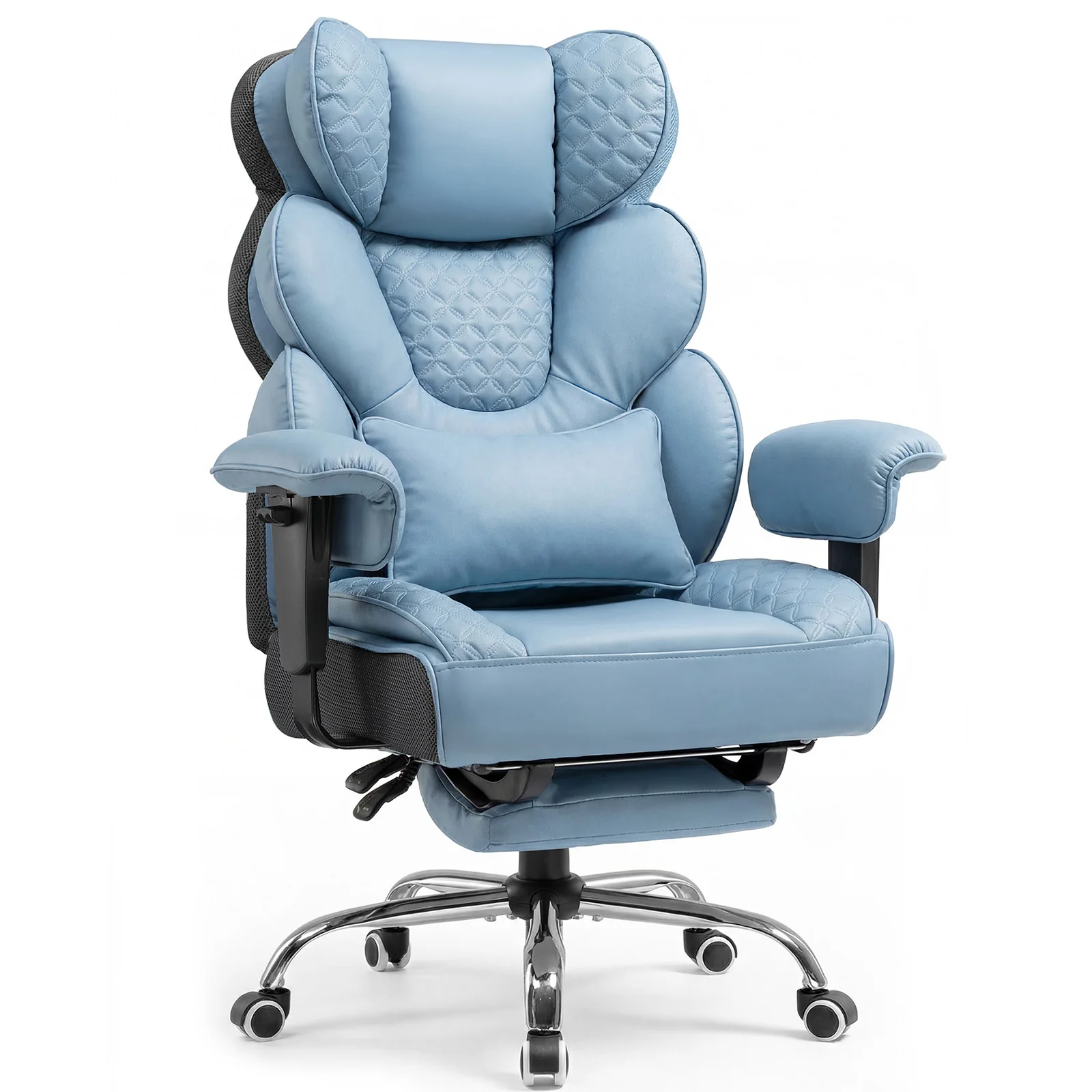 COMHOMA Ergonomische Gamingstoel Kantoorstoel 180 kg Verstelbare Lendensteun & Voetensteun Hybride Design Hoge Executive Stoel
