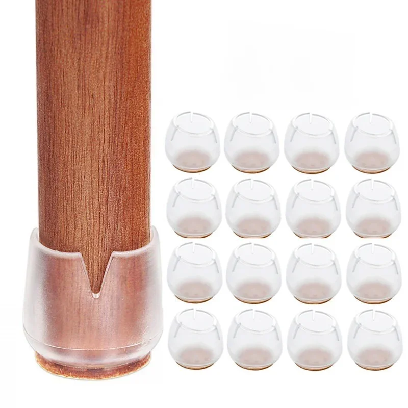 4 taille 16 pièces Transparent Silicone chaise jambe meubles jambes casquettes pieds coussinets meubles Table couvre sol protecteur glisse pieds capuchon