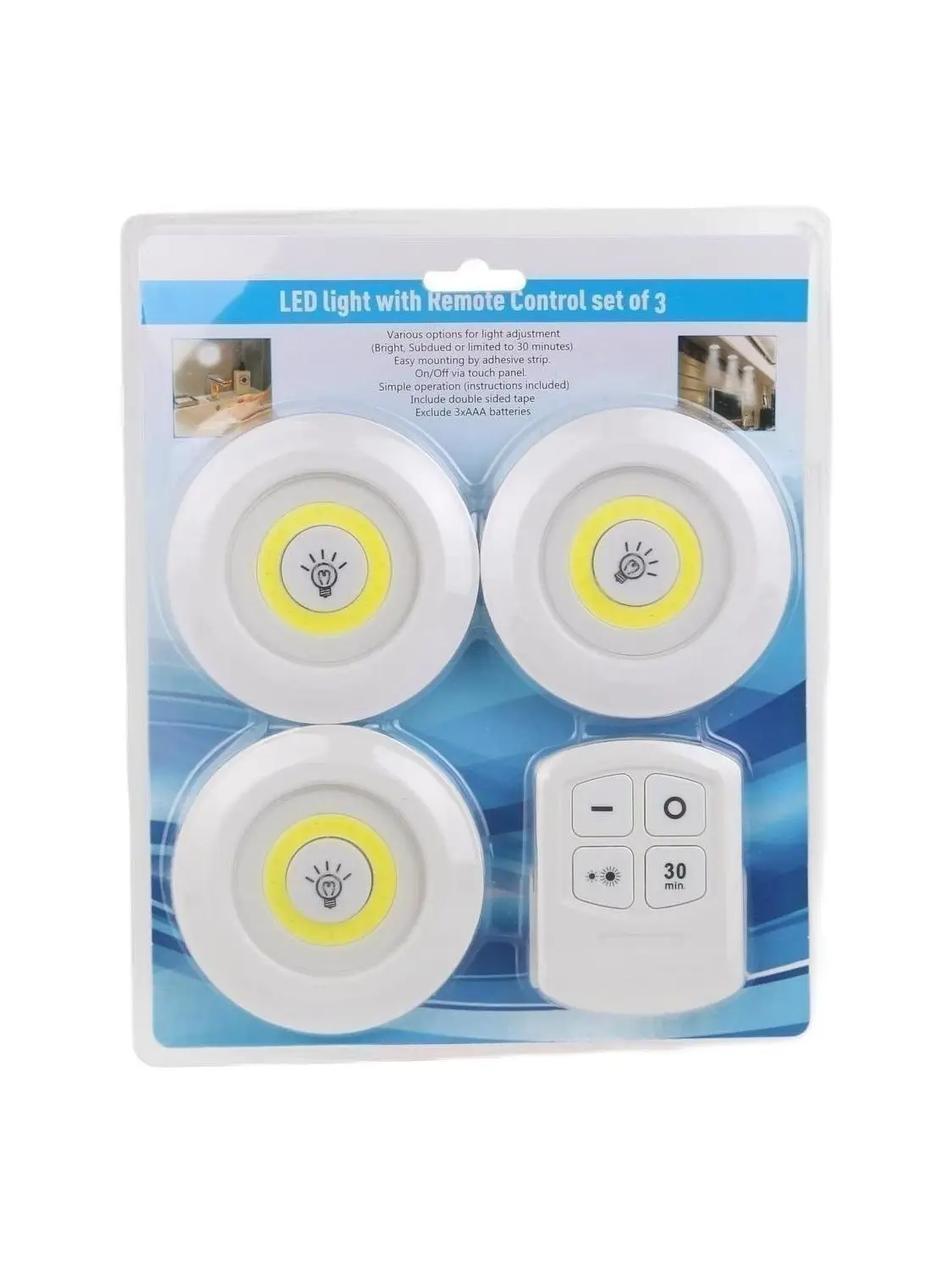 Triple Spot Led Lamp Wireless Remote Controlled, Cabinet Lighting