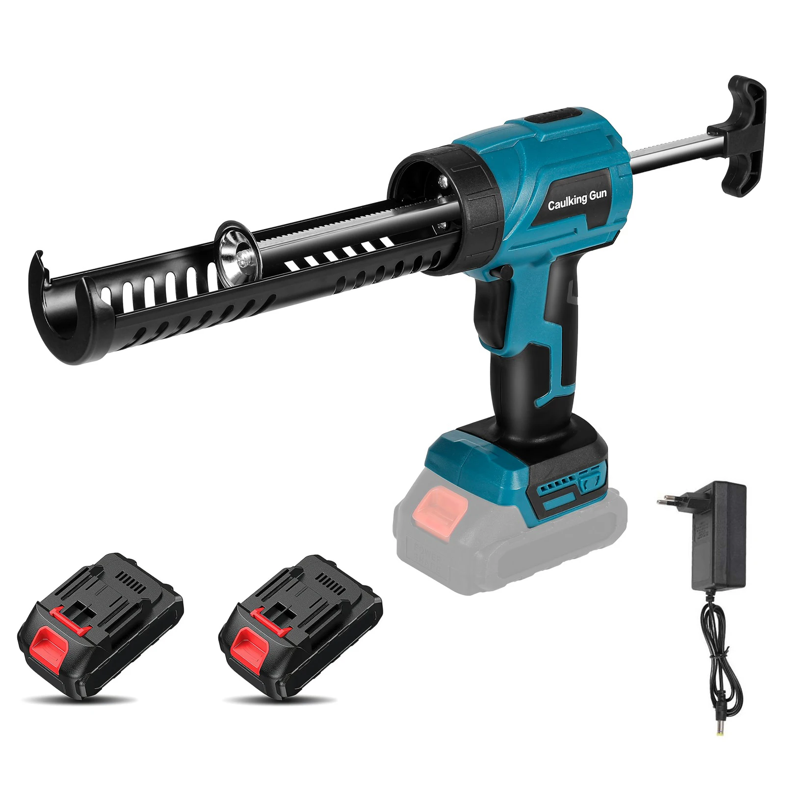 4-Gang-Akku-Kartuschenpistole für 18V-Batterie, Glaskleber-Füllwerkzeug für Türen und Fenster, 1500mAh Elektro-Klebepistole