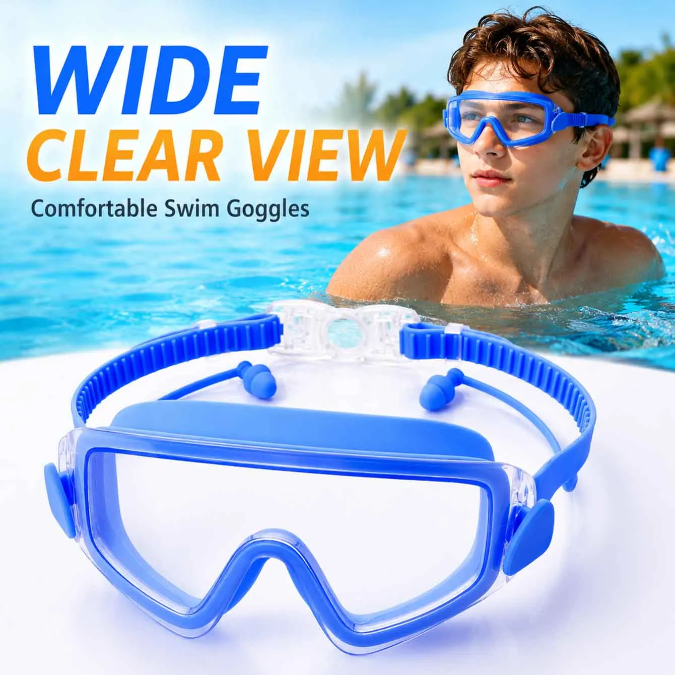 1PC Swim Goggles Snorkel Diving Mask for Youth Anti-Fog 180° Clear View