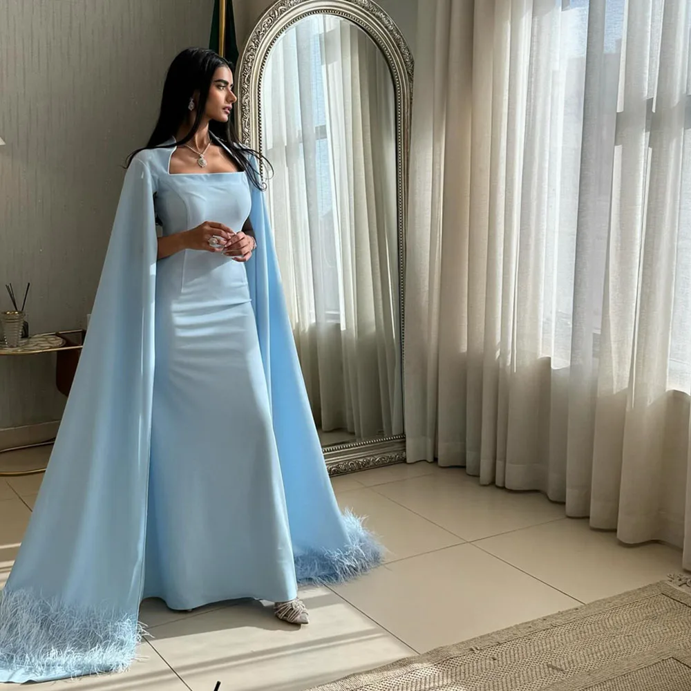 

Solid Color Simple Prom Gown for Women Feather Elegant Floor-Length Straight Modern Evening Party Dresses فساتين مناسبة رسمية