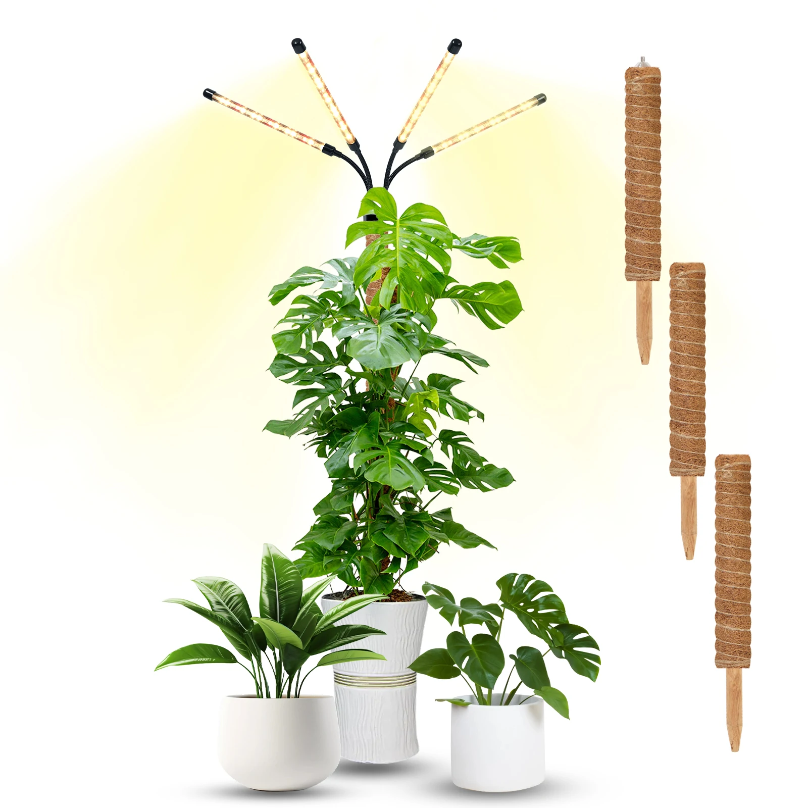 

Full Spectrum Plant Light for Indoor Plants with Support for Monstera Indoor Climbing,3/9/12H Timer,15-54.4 in Height Adjustable