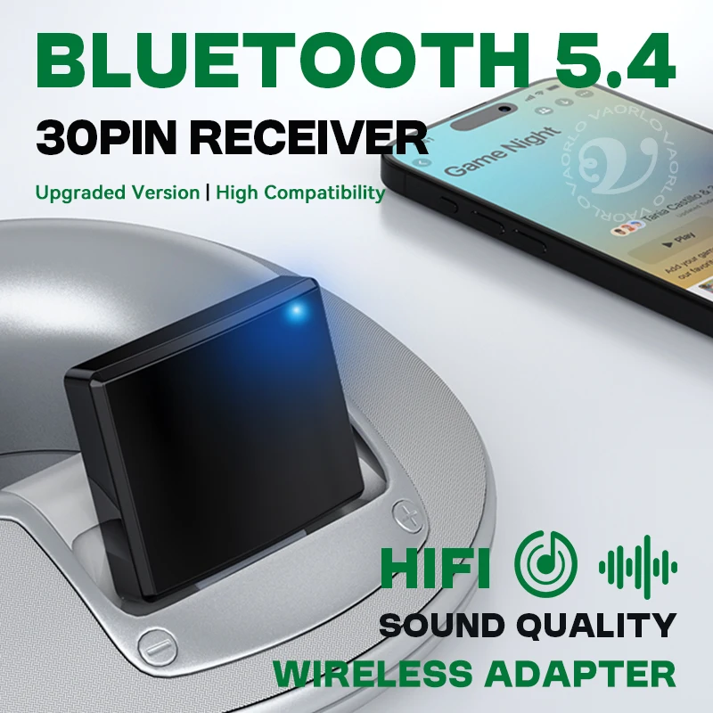 30Pin Bluetooth 5.4 5.1 Music Receiver A2DP/AVRCP Mini Wireless Audio Adapter For IPhone IPod 30 PIN Analog Speaker HIFI Stereo