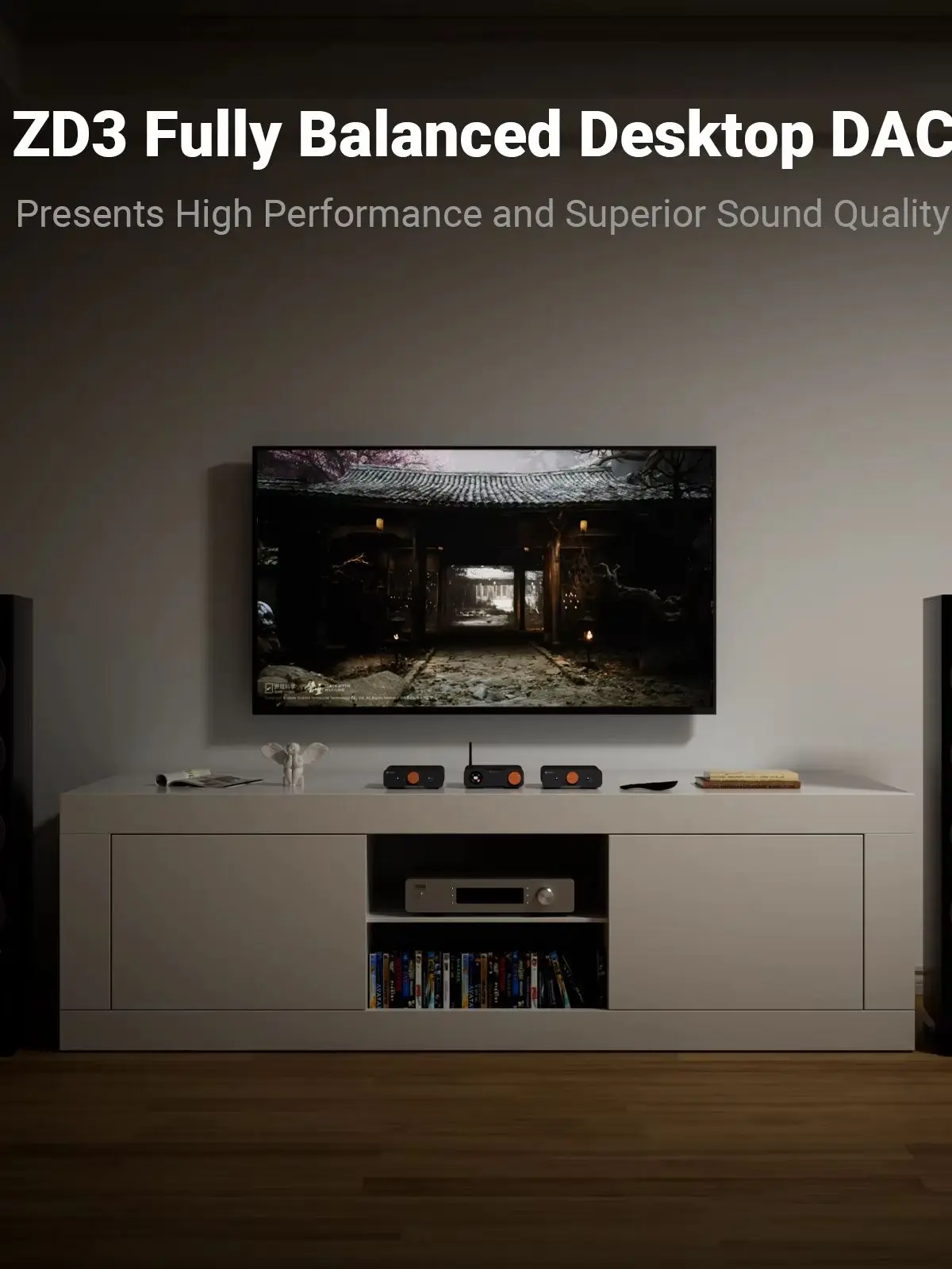 Fosi Audio ZD3 Bluetooth USB Desktop DAC ARC Input, ES9039Q2M W pełni zbalansowany dekoder cyfrowy do wzmacniacza stereo z pilotem — zdjęcie 2