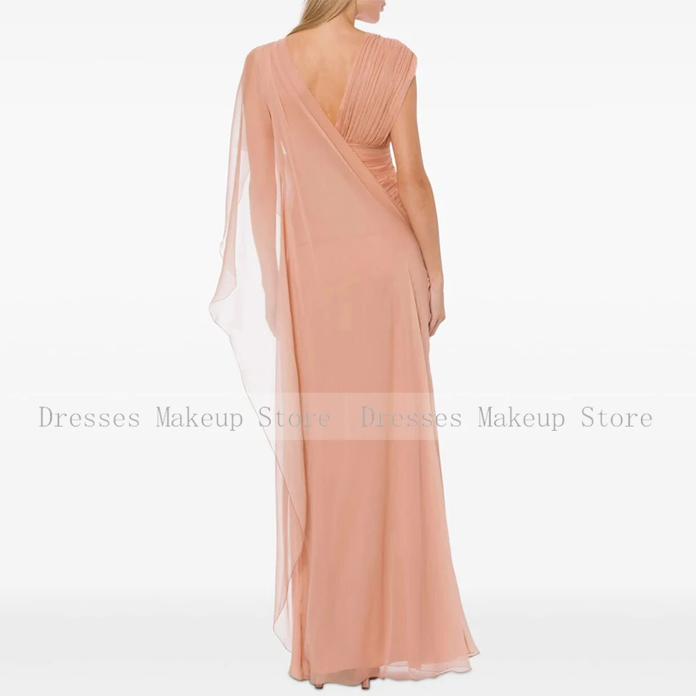 Vestido de casamento clássico para mulheres, chiffon, plissado, babados, vestidos de festa formais, decote em v reto, vestidos de noiva longos, 2024