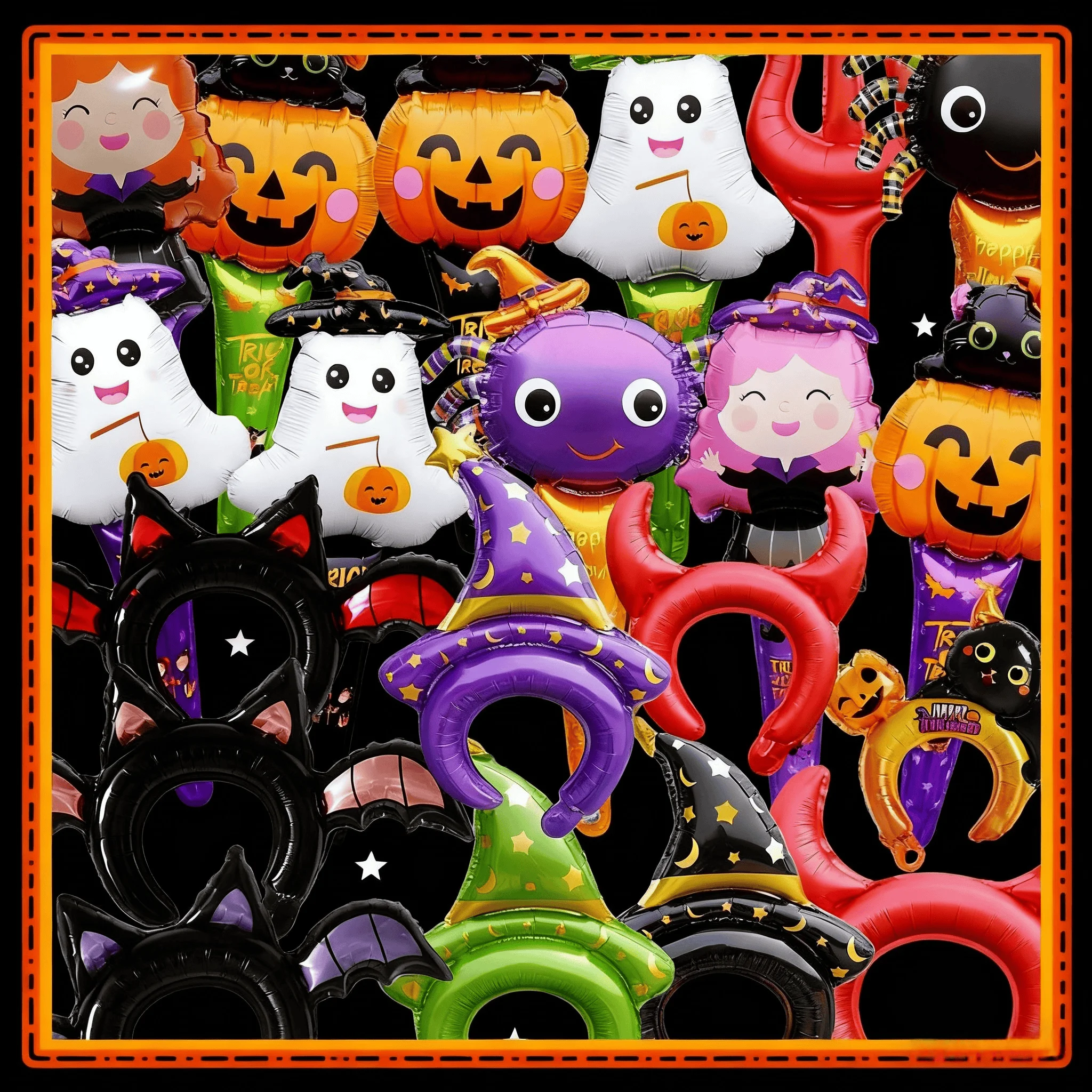 

Halloween Balloons Stick Foil Mylar Balloon Witch Hats for Halloween Scary Party Trick Or Treat Cosplay Party Decoration Props