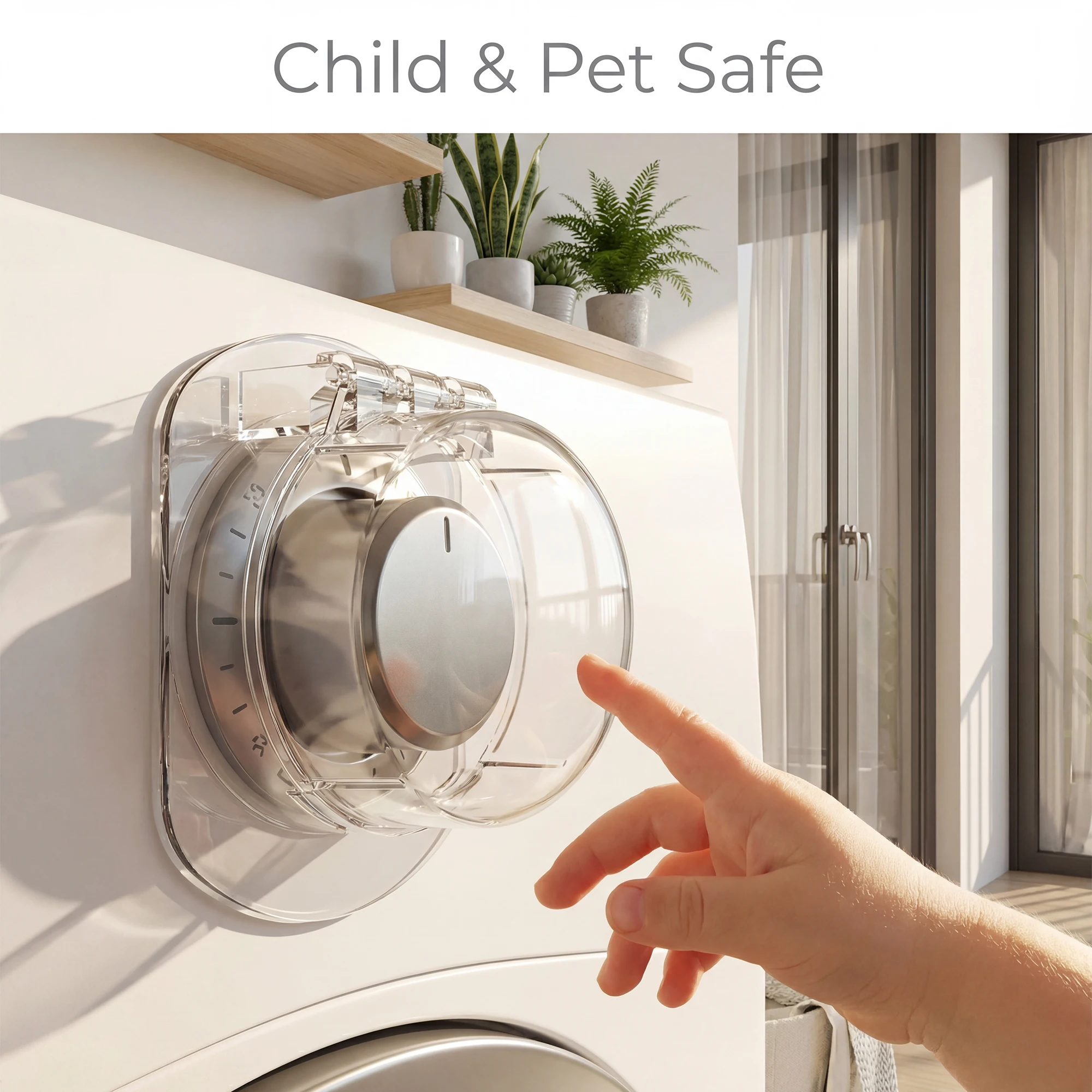 

Baby Proof & Pet Proof Knob Covers - Transparent Washer Dryer Dial Protector, Universal Easy Safety Guard for 4cm Flat & 5cm Lev