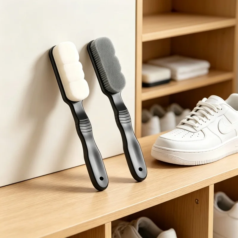 Soft Bristle Shoe Brush Long Handle Gentle Shoe Cleaner Brush  No Shedding for Sneaker Footwear Cleaning