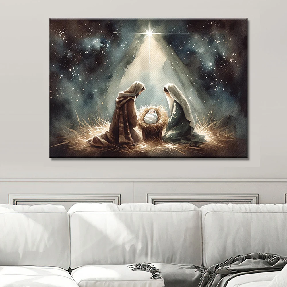 

Minimalist Birth Of Jesus Christ Printed Posters Christian Spirit Canvas Holy Painting Gifts Fashion Living Room Home Decoration