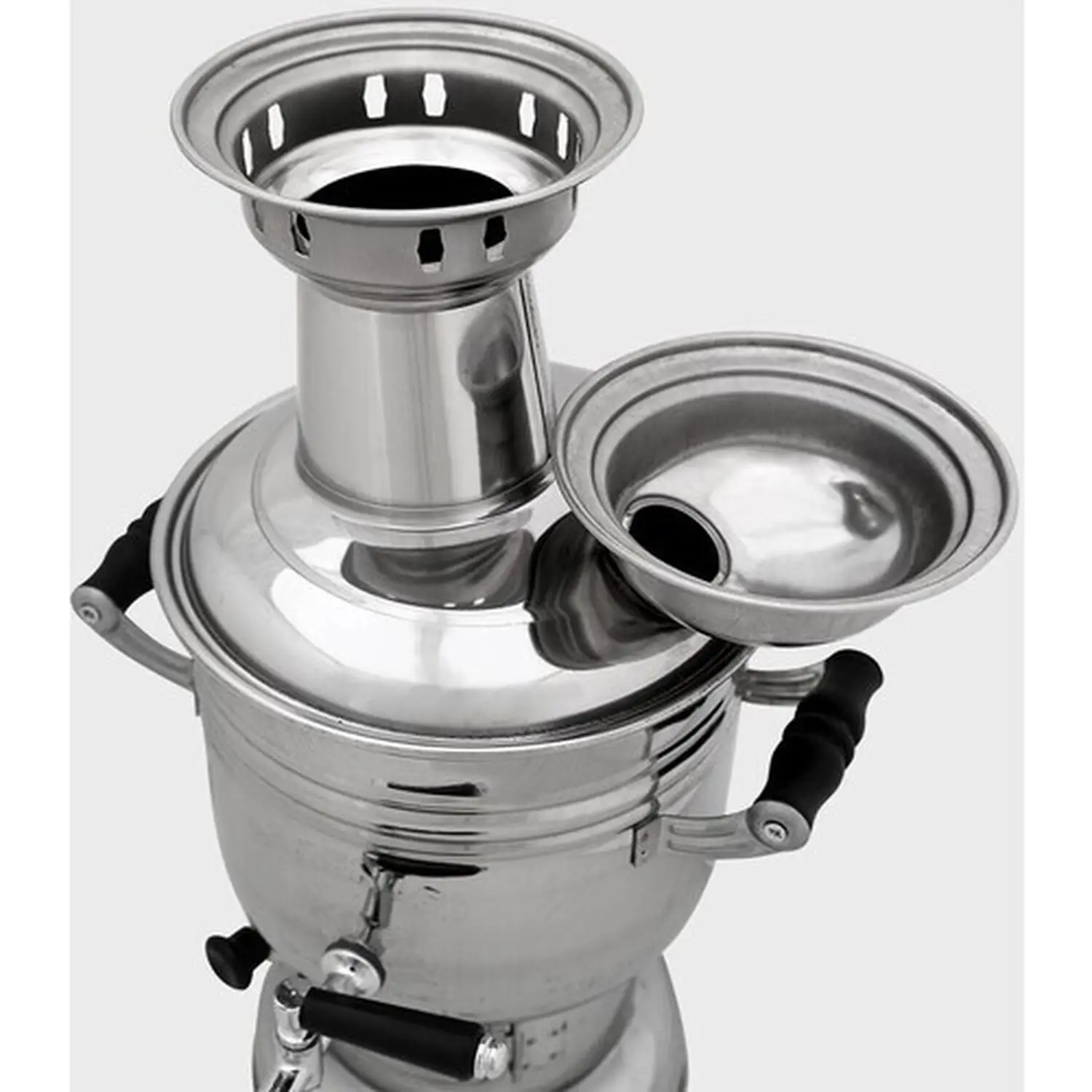 2.5 Lt Chrome Steel Charcoal Samovar Charcoal and Wood For Camping Tea Pleasure, Stainless Easily Portable Lightweight