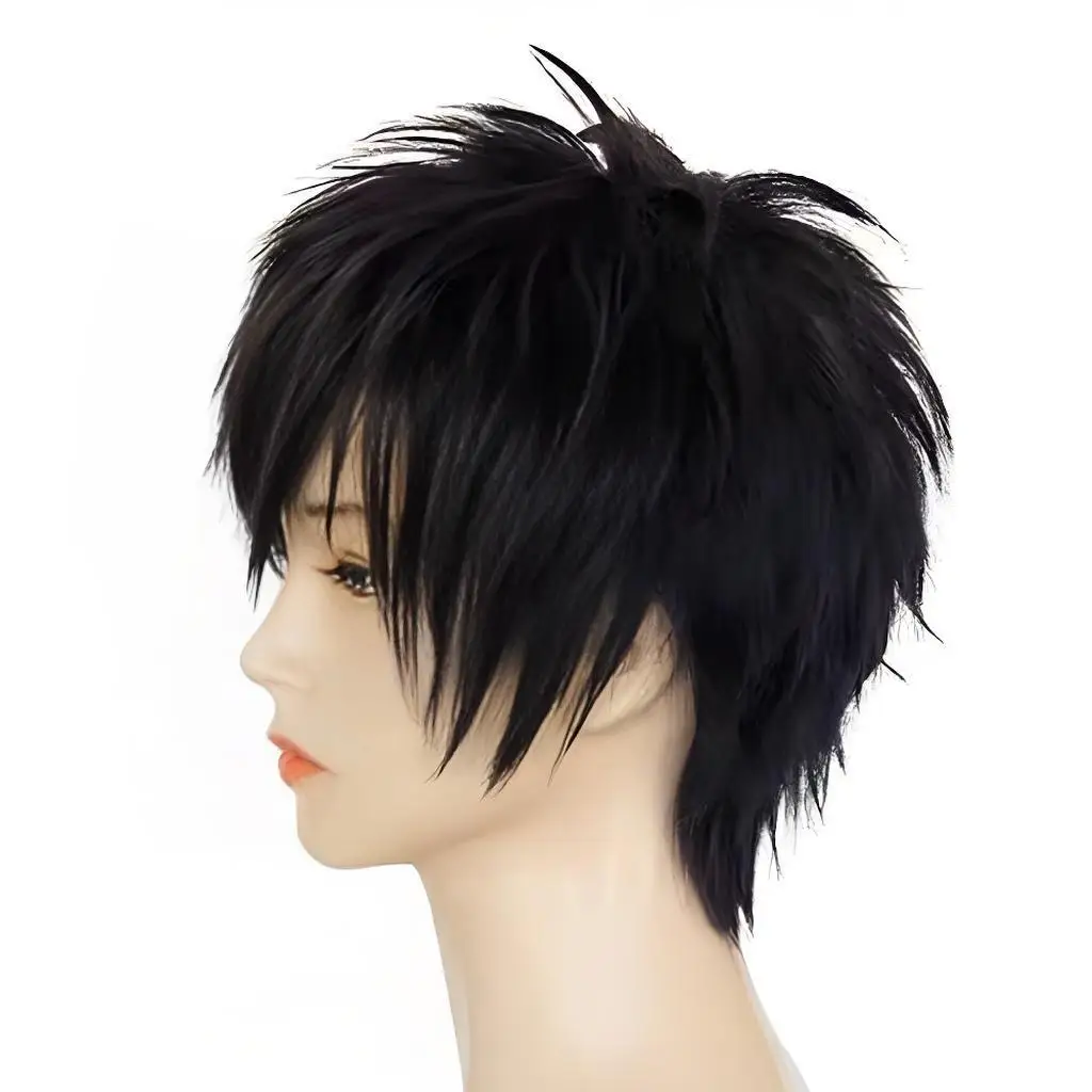 Parrucca cosplay Haikyuu Tobio Kageyama Accessorio per costume per capelli anime corto in fibra nera resistente al calore