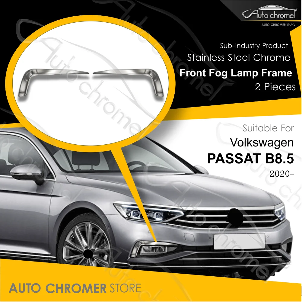 For Vw Passat B8.5 Chrome Fog Light Frame Stainless Steel Car Accessories Automobile External Pieces Highline Trendline TSI TDI