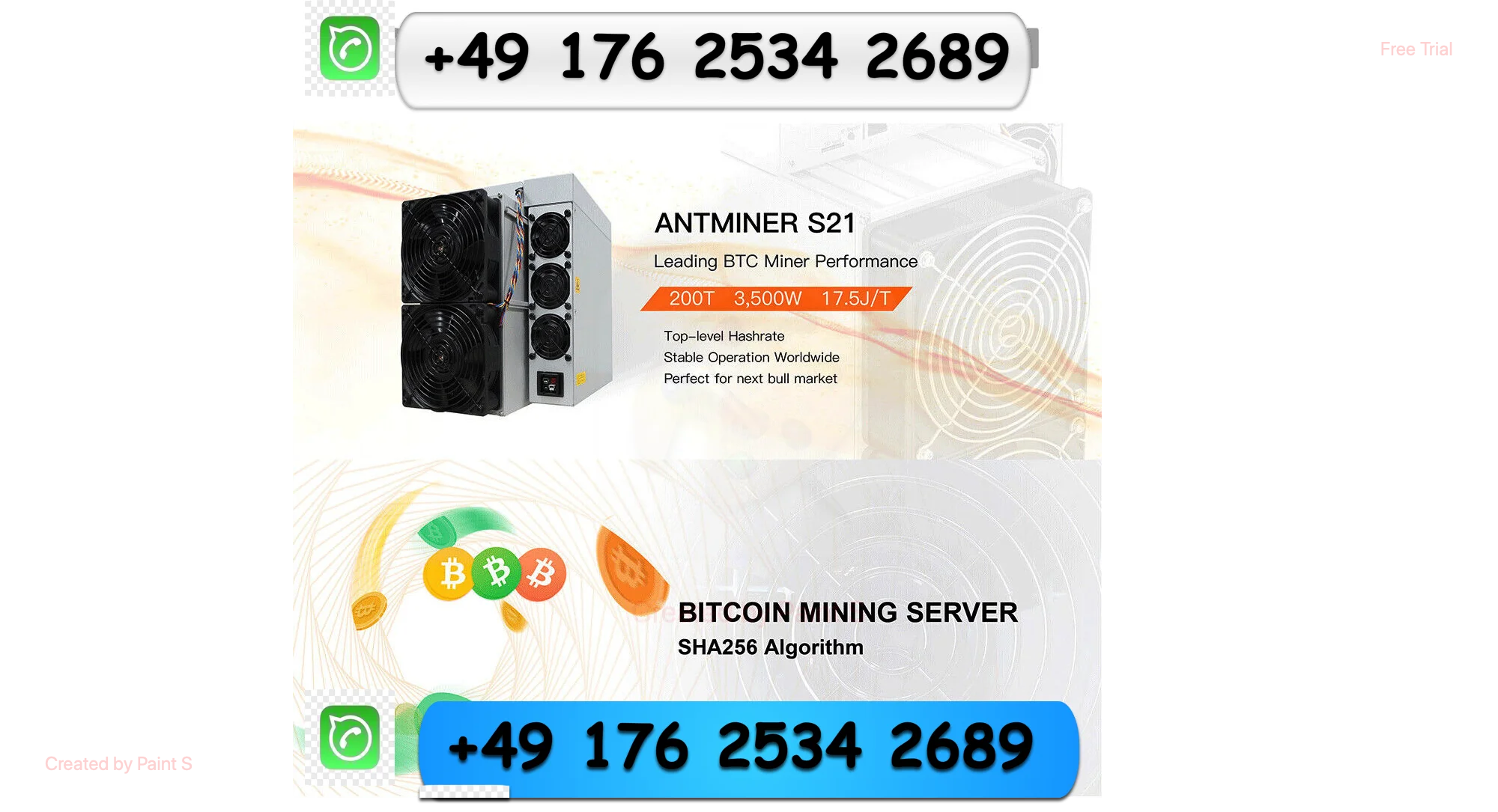 

H! Новое поступление, купите 2 и получите 1 бесплатно Биткоин-Майнер Bitmain Antminer S21 200T 3500 Вт Биткоин-Майнер с блоком питания и гарантией 17.5J/Th