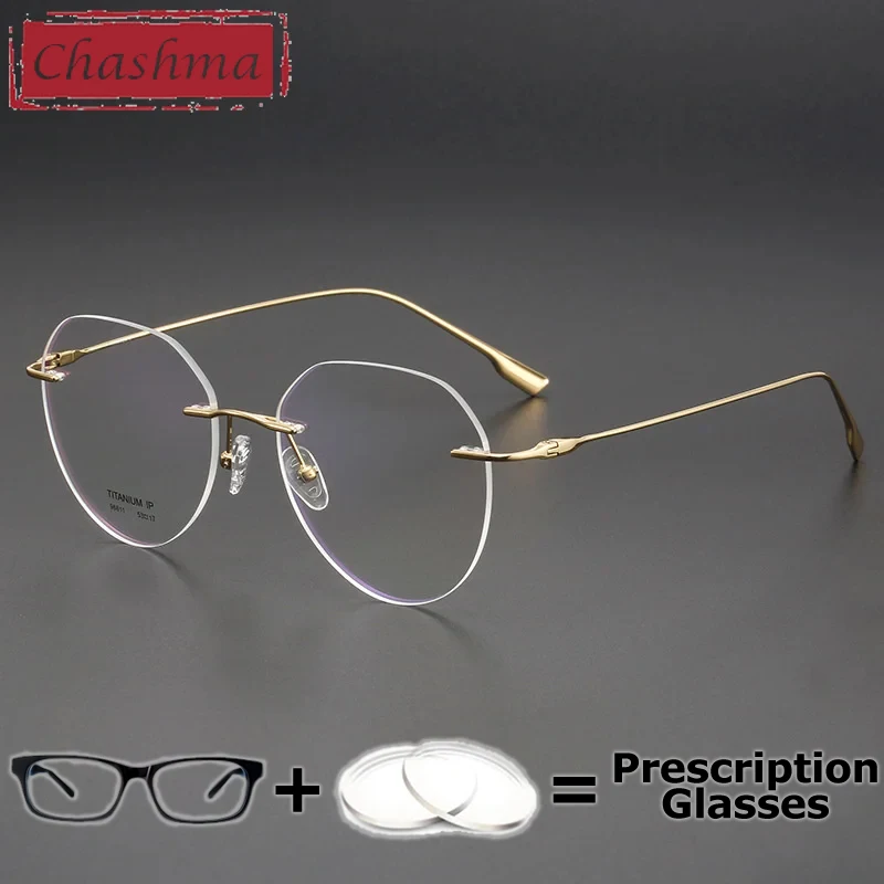 Chashma Prescription Glasses Men Pure Titanium Eyeglasses Frames Reading Myopia Farsighted Blue Light Block Digital Multifocal