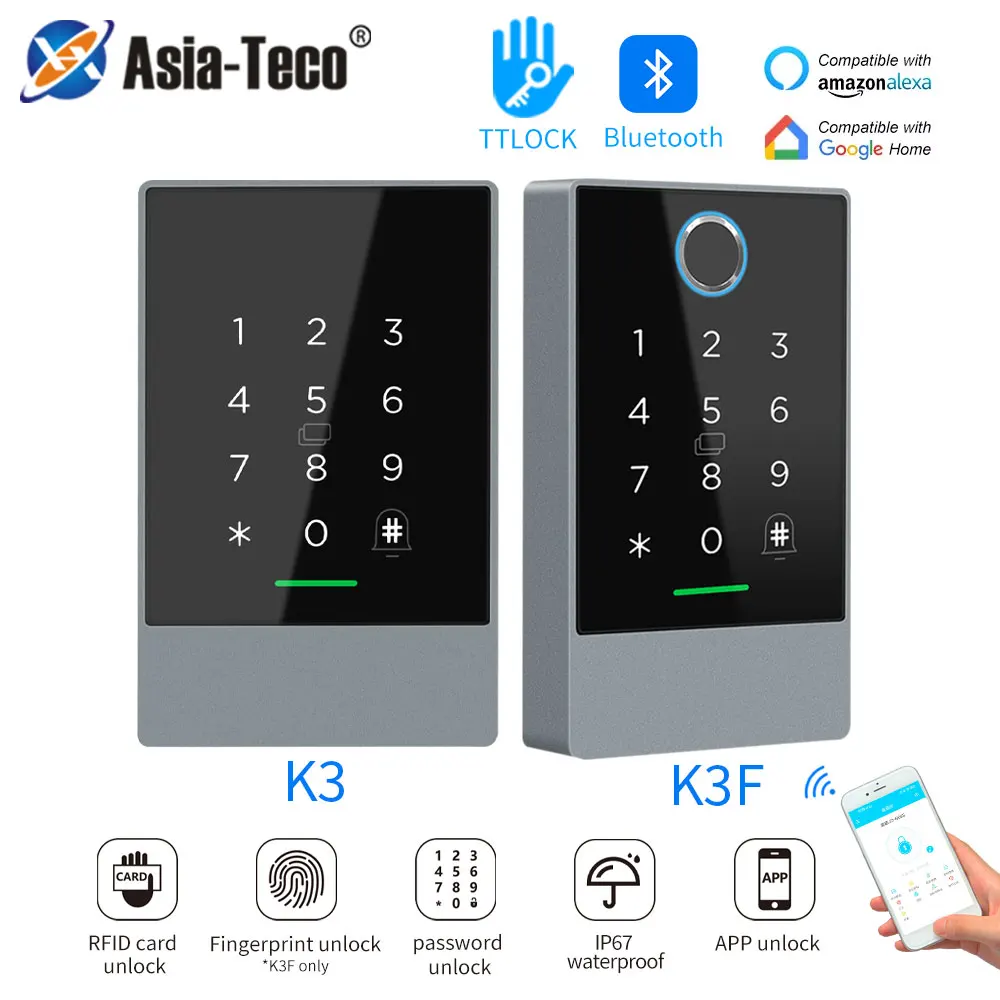 

TTlock Smart Phone App Access Controller 13.56Mhz Rfid Door Access Control System Door Kit Ip67 Waterproof Reader Nfc G2 Gateway