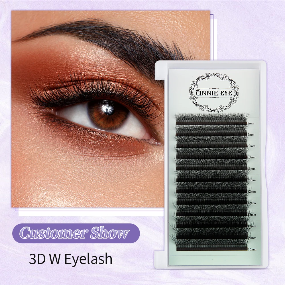 4D W Eyelashes Extensions Individual Lash Premade Fans Soft Volume Eyelash Natural Mesh Net Cross Four Leaf Clover Mink Cilia