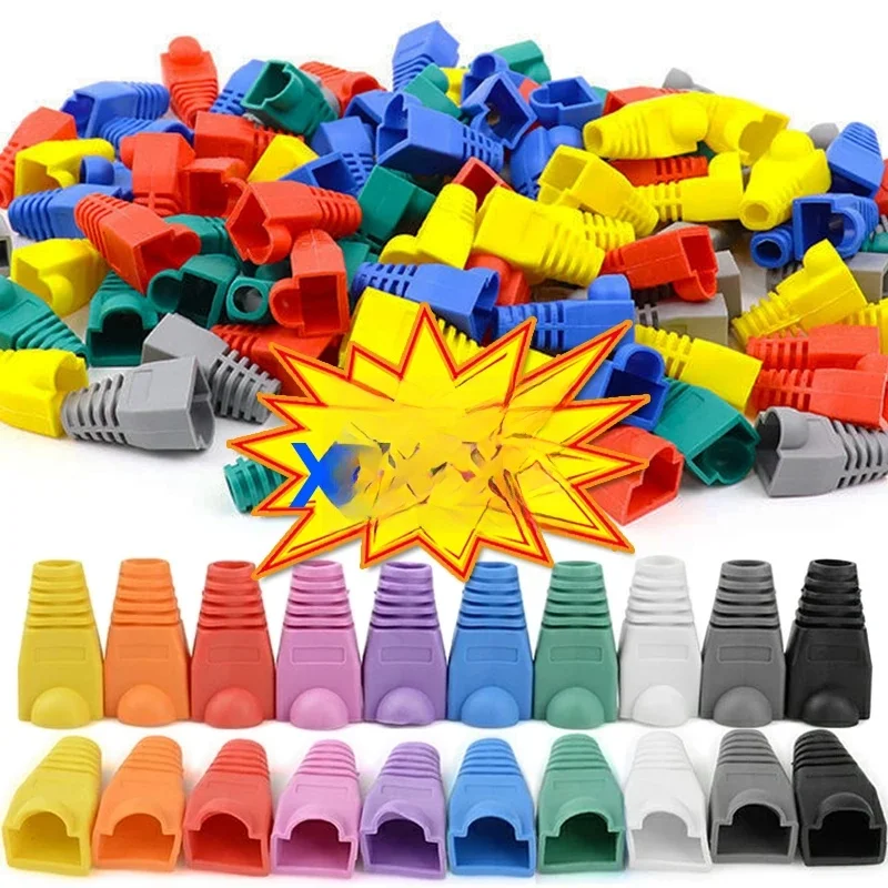 100/1 pièces couleur mixte CAT5E CAT6 RJ45 câble réseau Ethernet bottes anti-traction câble connecteur prise couvercle capuchon manchon de protection