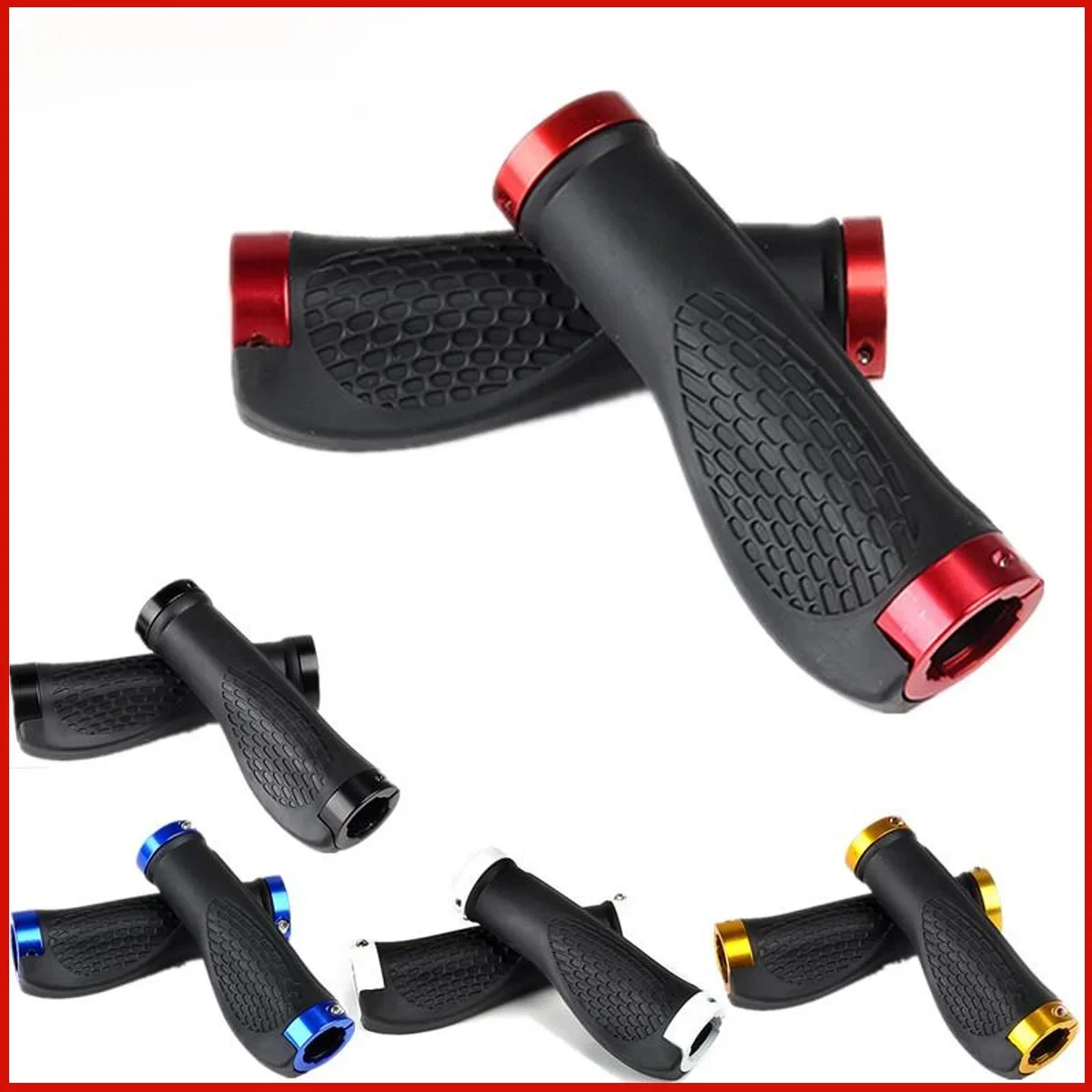 AliExpress pinmoap Bicycle Handlebar Grips Rubber Comfy City Mountain Bike Scooter MTB Soft Cycling Handle Bar Cover End Non-Slip Aluminum Lock