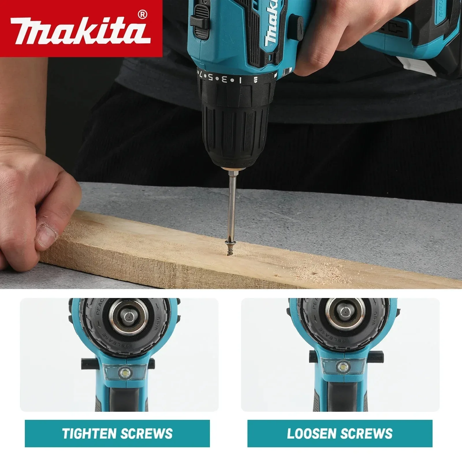 マキタ DDF485 コードレスドリル：18V、40N.mトルク、0-2200RPM、1/2インチオートロックチャック、ブラシレスモーター、ネジ締めと穴あけに最適