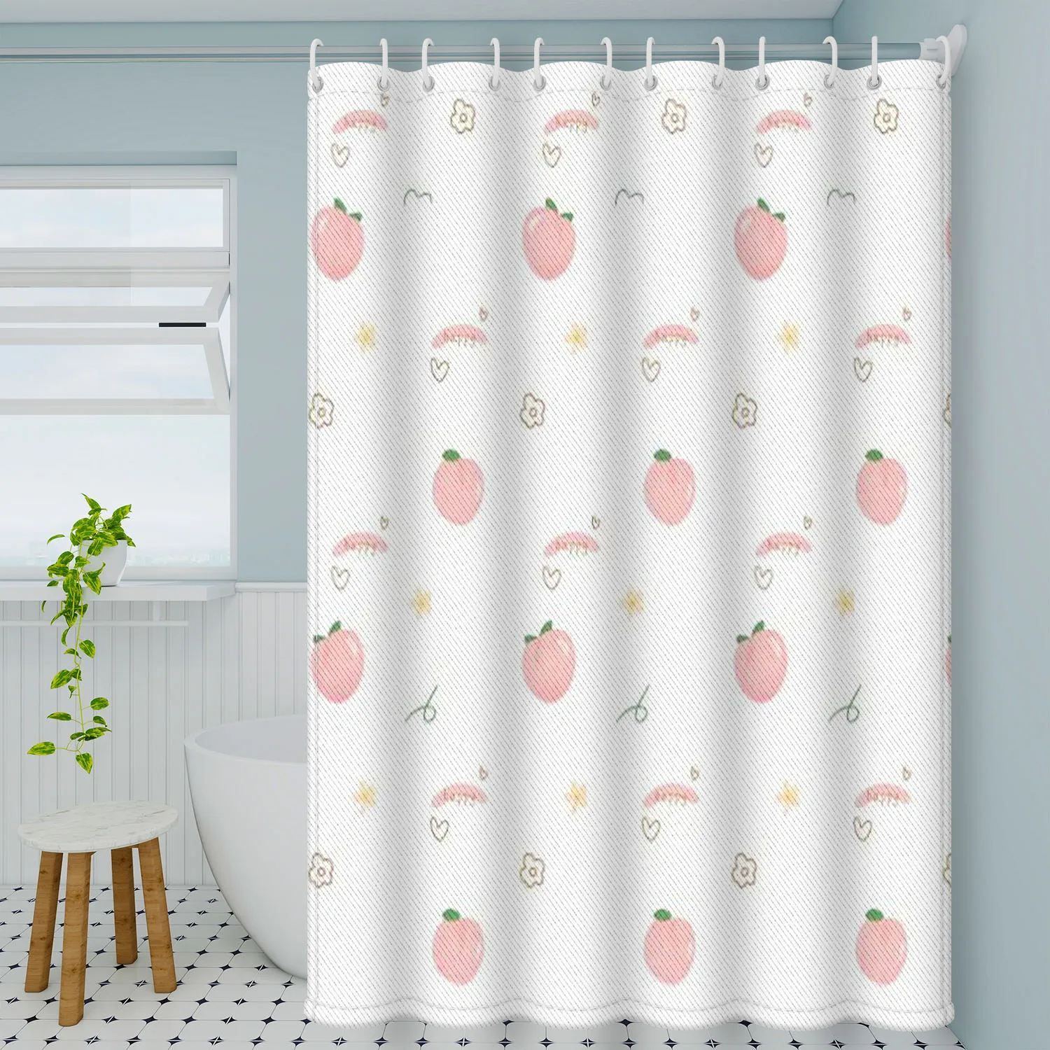 Juicy Peach Duschvorhang – weiches rosa Frucht-Polyester-Design