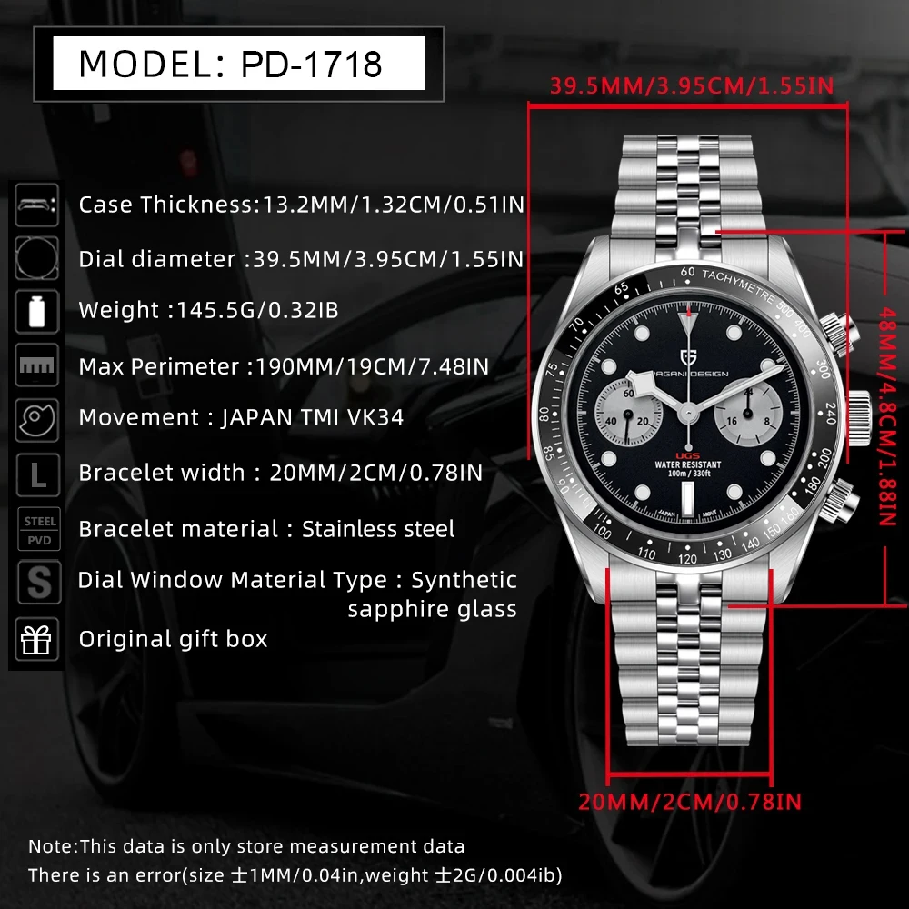 montre homme pagani – vue détaillée