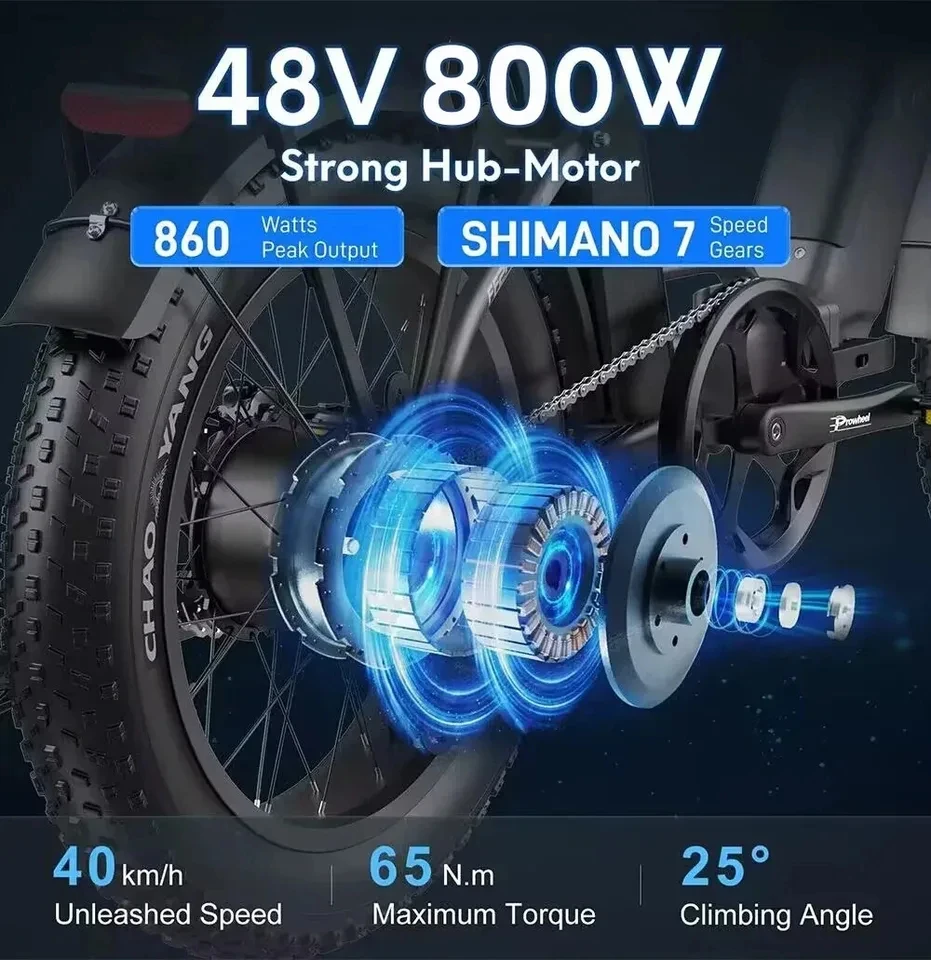 Vélo électrique pliant en aluminium avec batterie au lithium, fatopathie, vélo électrique de plage et de neige, nouveau, 48V, 16AH, 800W, 20*4.0 pouces