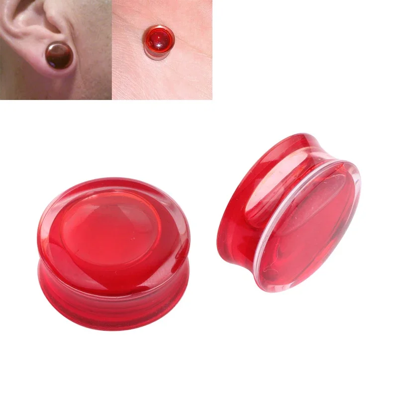 2 sztuk/partia czerwony płyn krwi zatyczki do uszu kolczyki wskaźniki akrylowe ucha wskaźniki 6-16mm ucha Expander body piercing tunele biżuteria mężczyźni — zdjęcie 2
