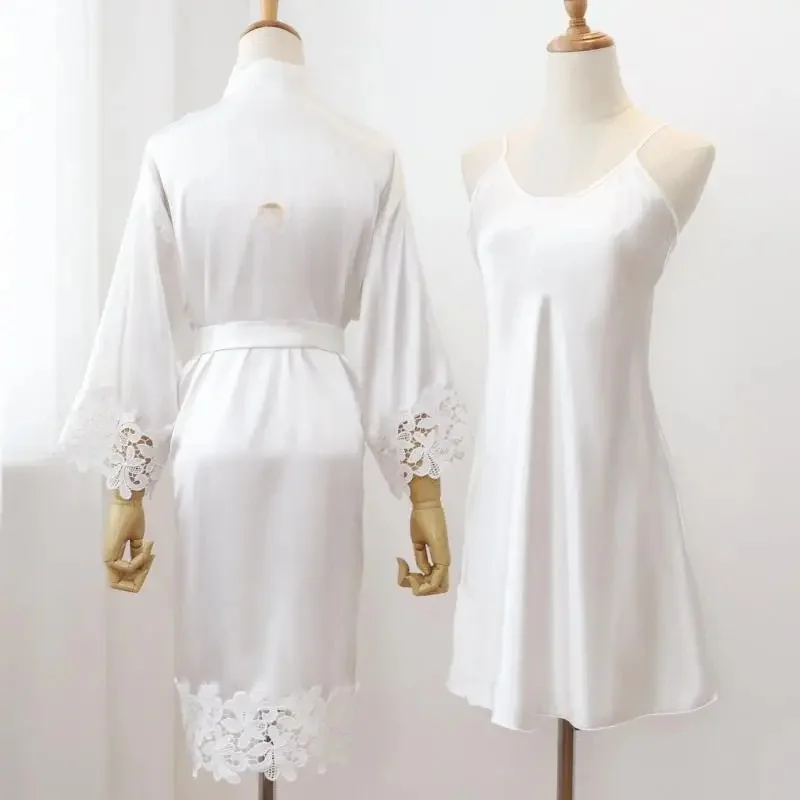 Robe de Mariée Sexy Décontractée, Ensemble de Vêtement de Nuit pour Femme, Kimono, Lingerie Intime