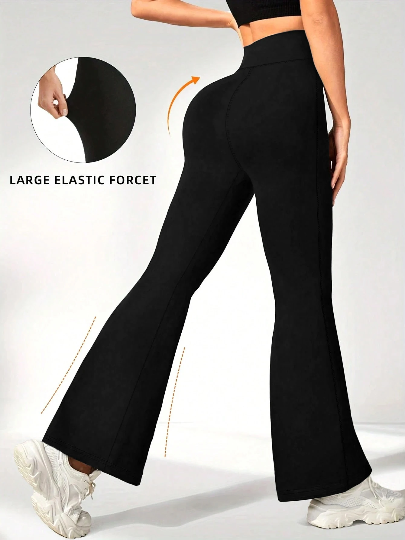 Women's spring Summer Leggings, high waisted flared pants, elegant black elastic slim fit Yoga pants, suitable for casual wear - view 2