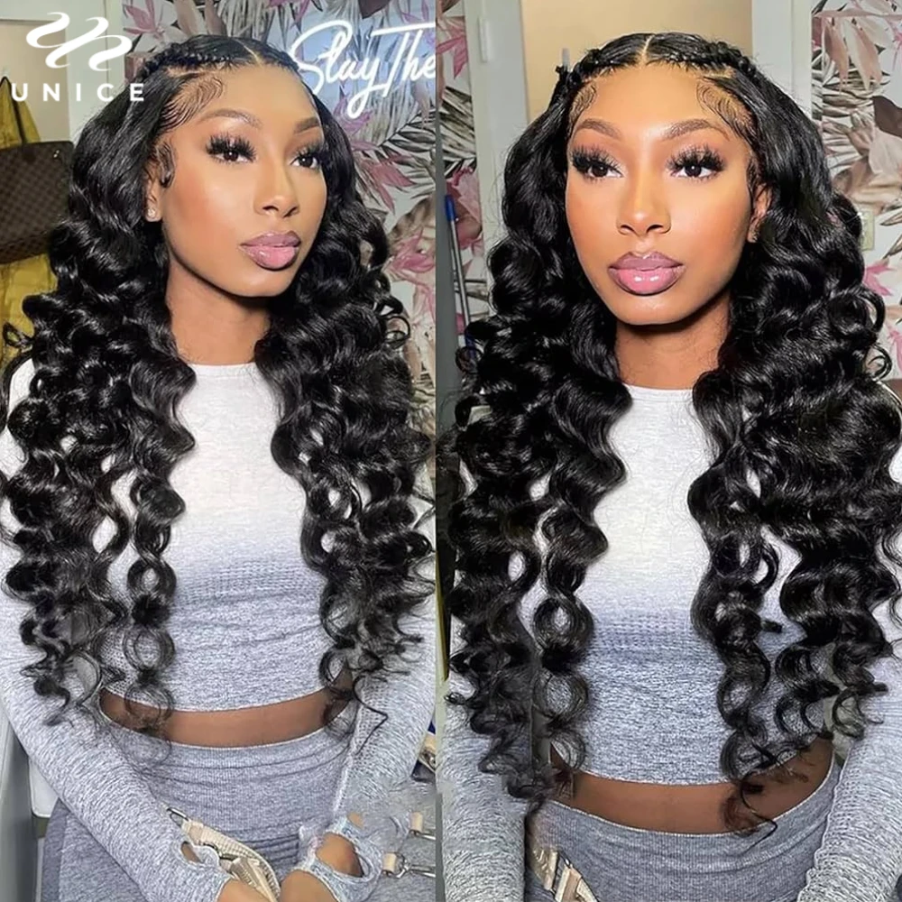 UNice Hair Loose Wave Bundles 3 PCS 100% Human Hair Bundles Natural Color Bouncy Hair Sew In Weave Bundles 16-26 Inch