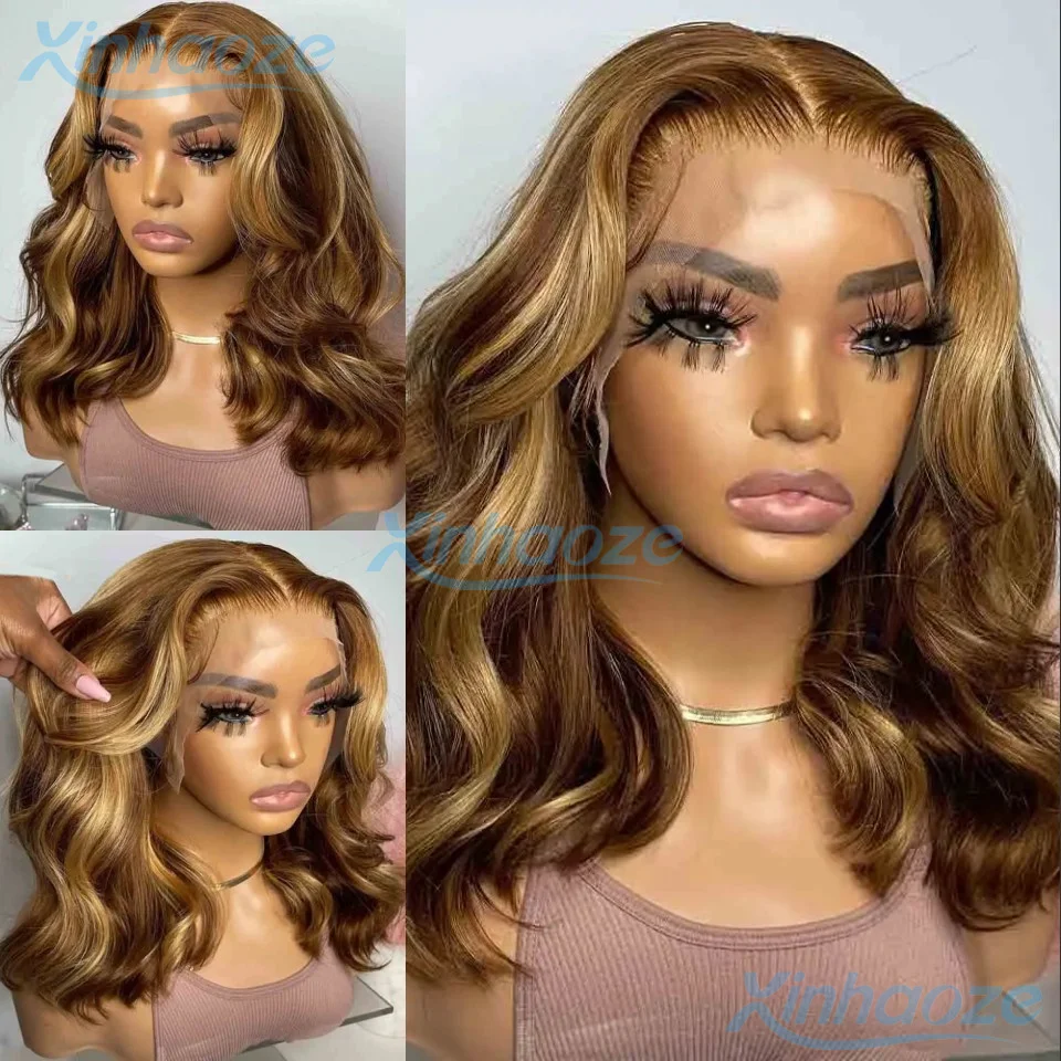 

Balayaga #4/27 Highlight Brown Blonde Human Hair Body Wavy Glueless 5x5 Silk Top Closure Wig Pre Plucked 13x6/360 Lace Front Wig