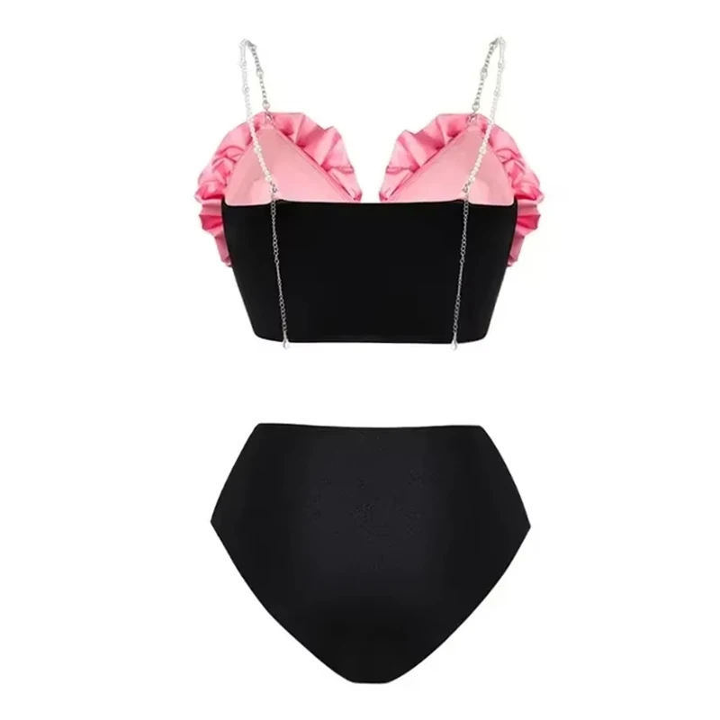 Sexy Bikini Set Women Swimsuit Flower Detachable Pearl Strap Bikini Set Swimsuit and Skirt Women Beachwear Swimwear Bathing Suit