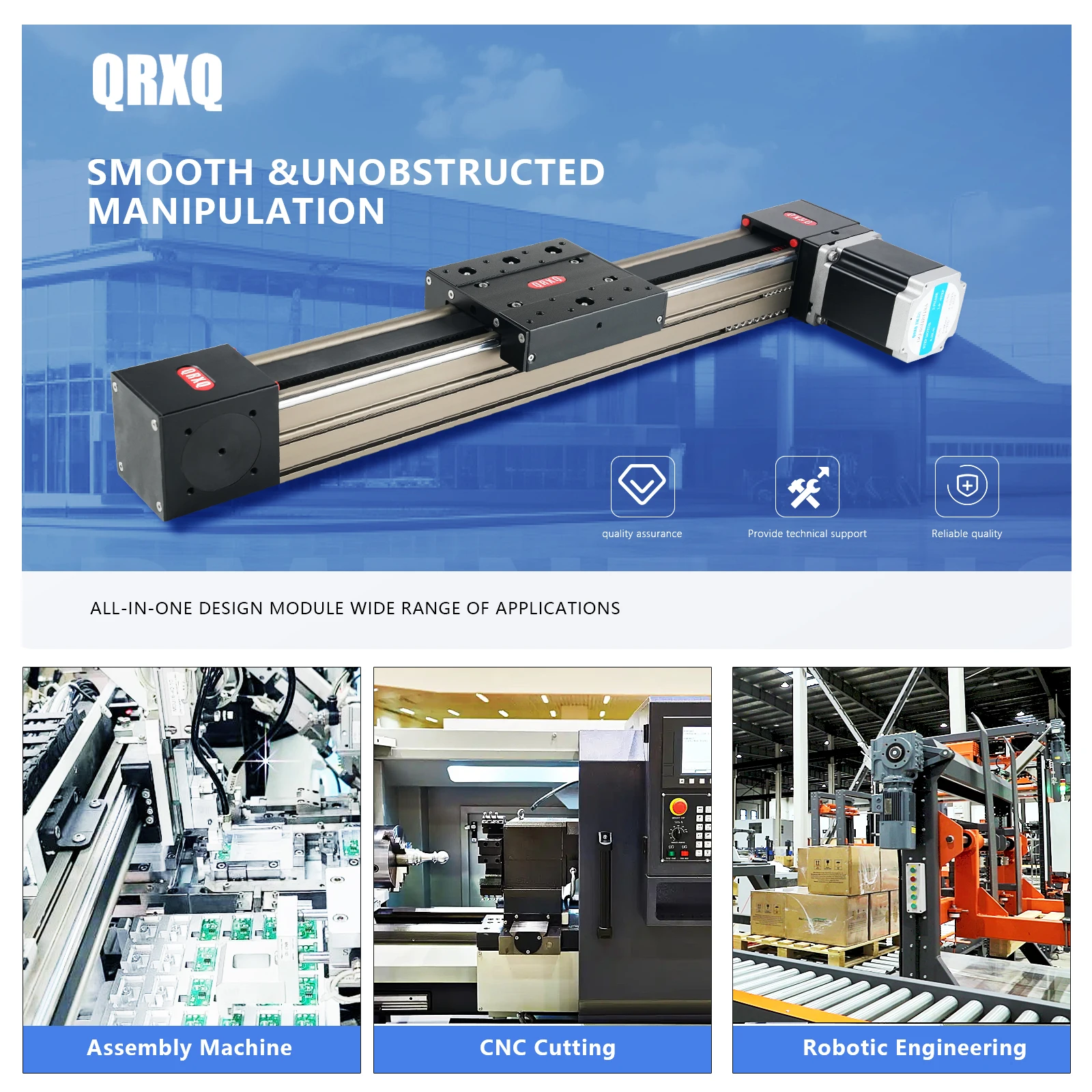 QRXQ RXP80 Heavy Load Guide 100mm 200mm 300mm Rail Linear Stage Actuator Belt Driven Linear Guide Belt Driving Linear Guide Rail